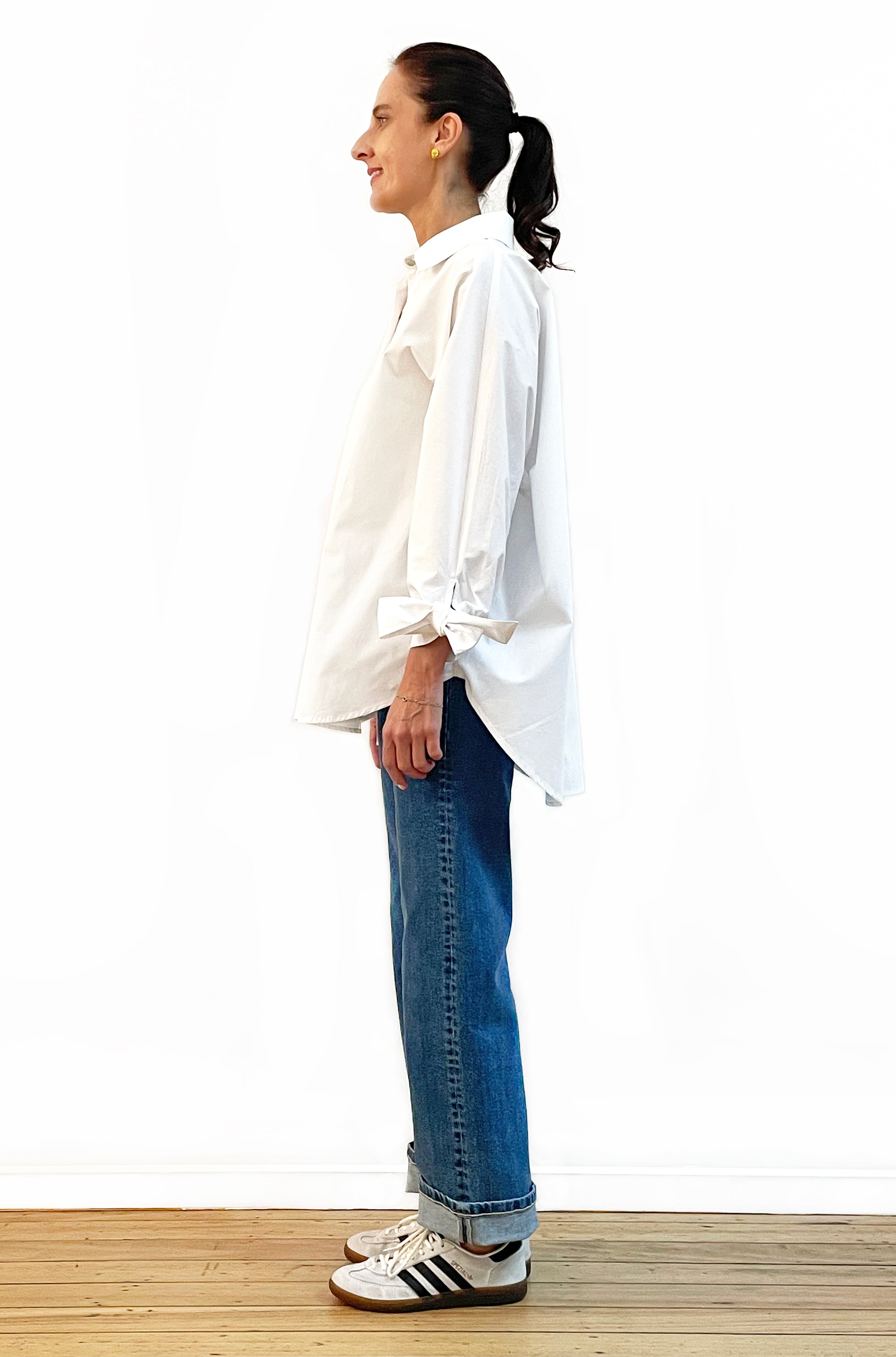 COTTON KIMONO TIE SLEEVE SHIRT WHITE