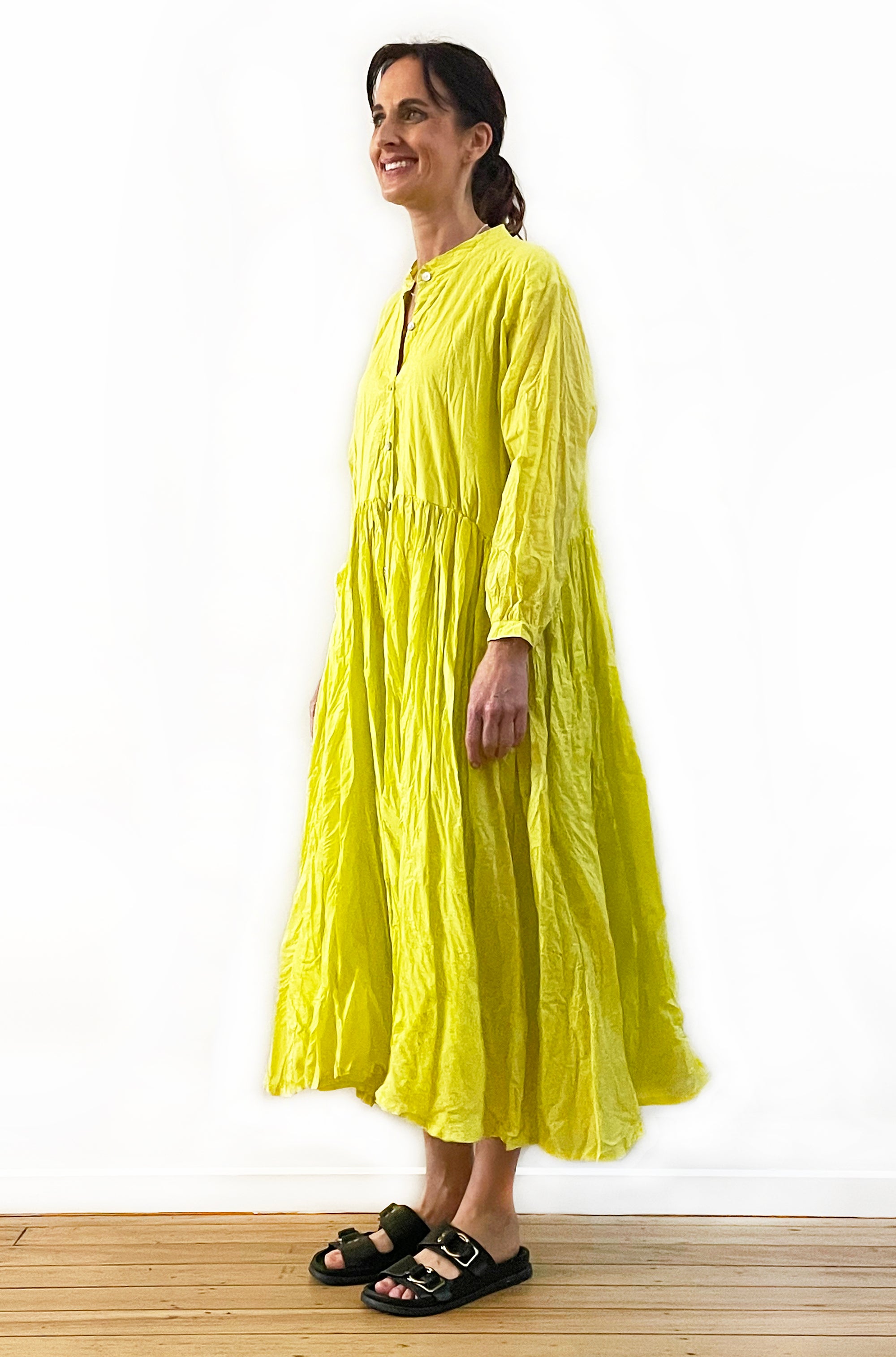 COTTON TWIST & GO BUTTON THRU DRESS SUMMER LIME