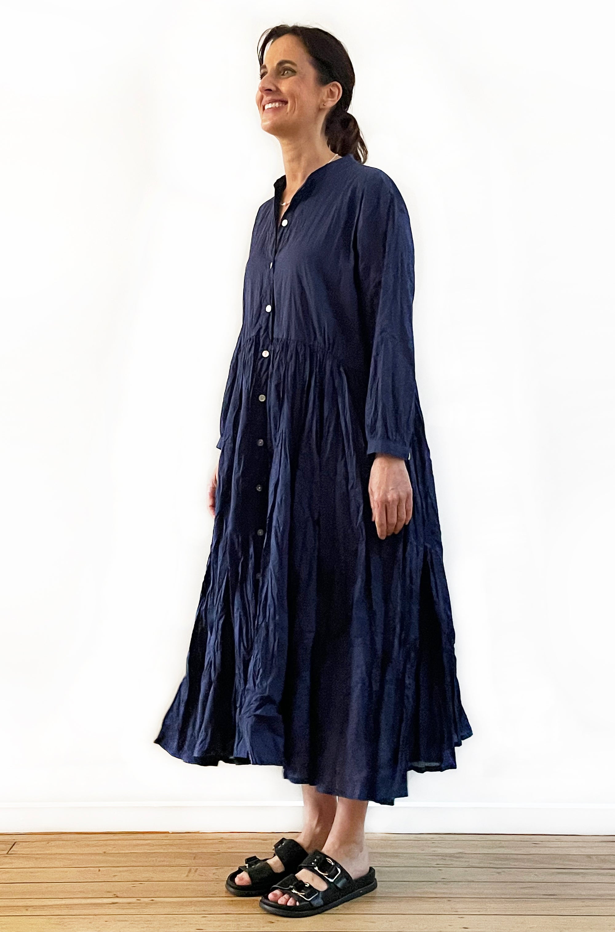 COTTON TWIST & GO BUTTON THRU DRESS SOFT NAVY