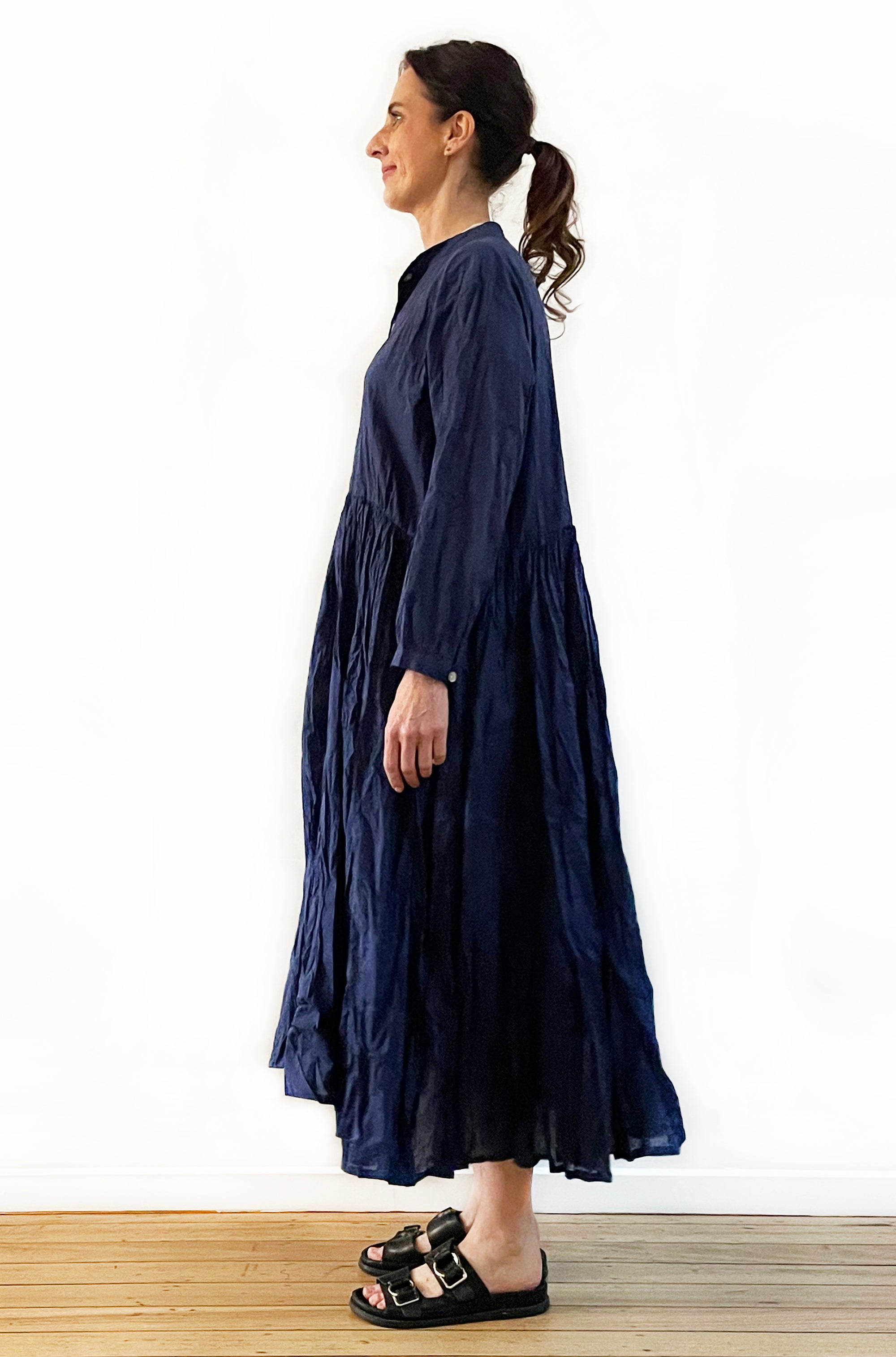 COTTON TWIST & GO BUTTON THRU DRESS SOFT NAVY