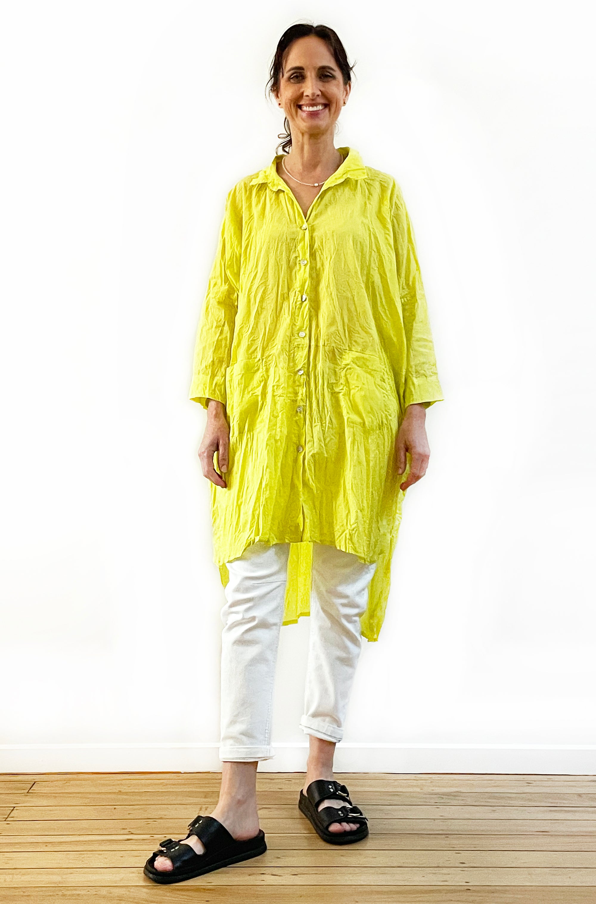 COTTON TWIST & GO LONGLINE OVERSHIRT SUMMER LIME