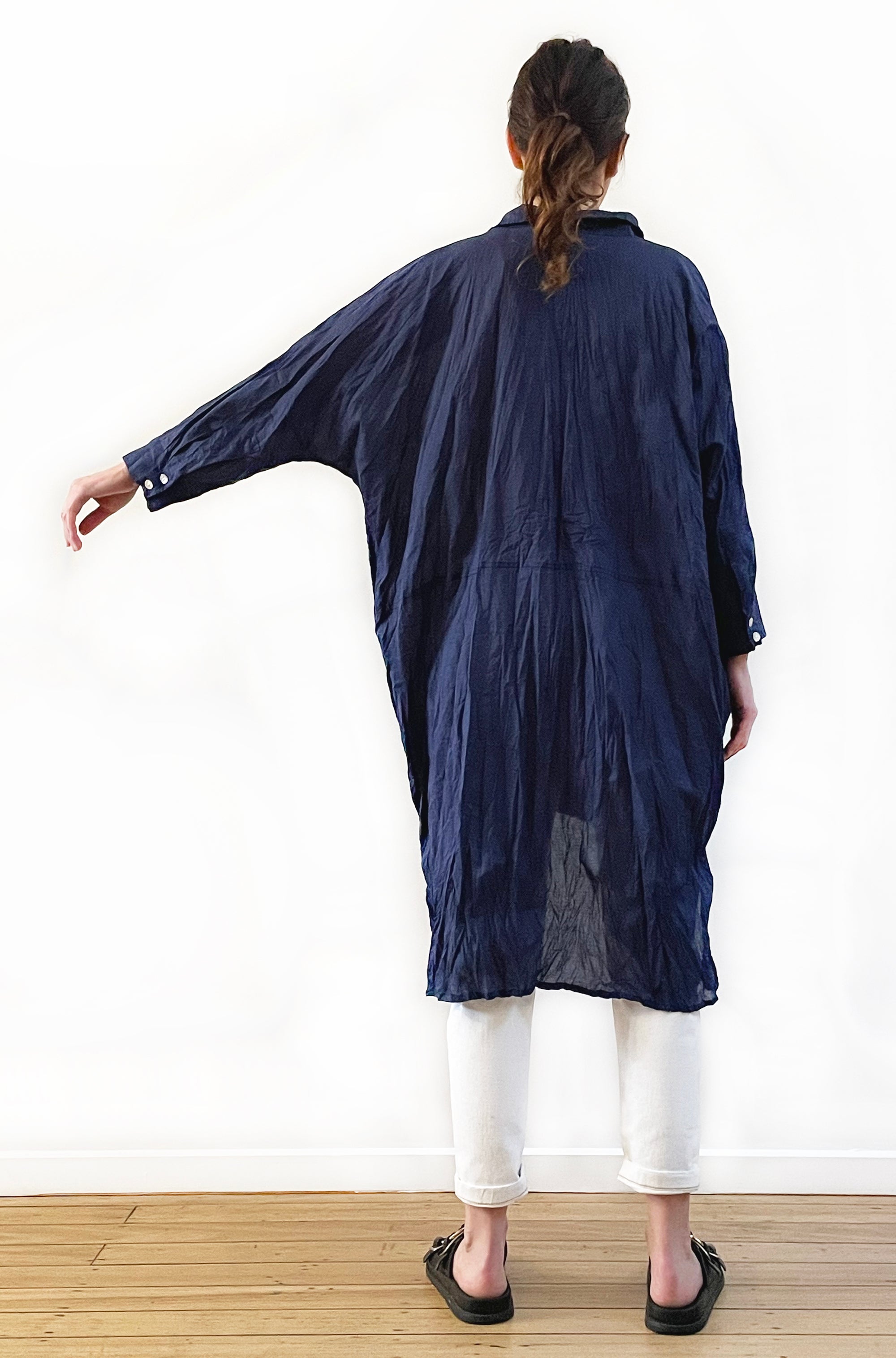 COTTON TWIST & GO LONGLINE OVERSHIRT SOFT NAVY