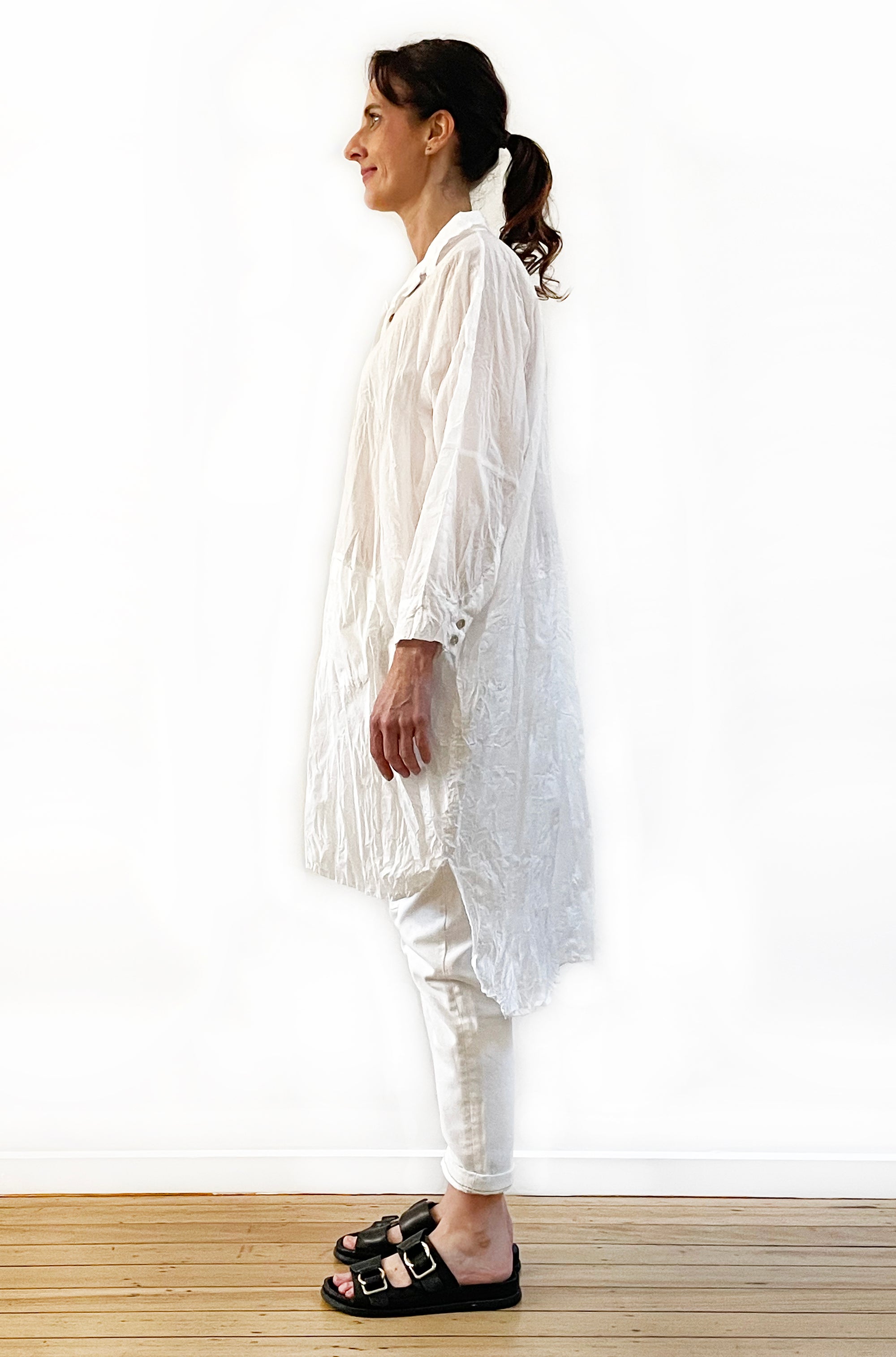 COTTON TWIST & GO LONGLINE OVERSHIRT WHITE
