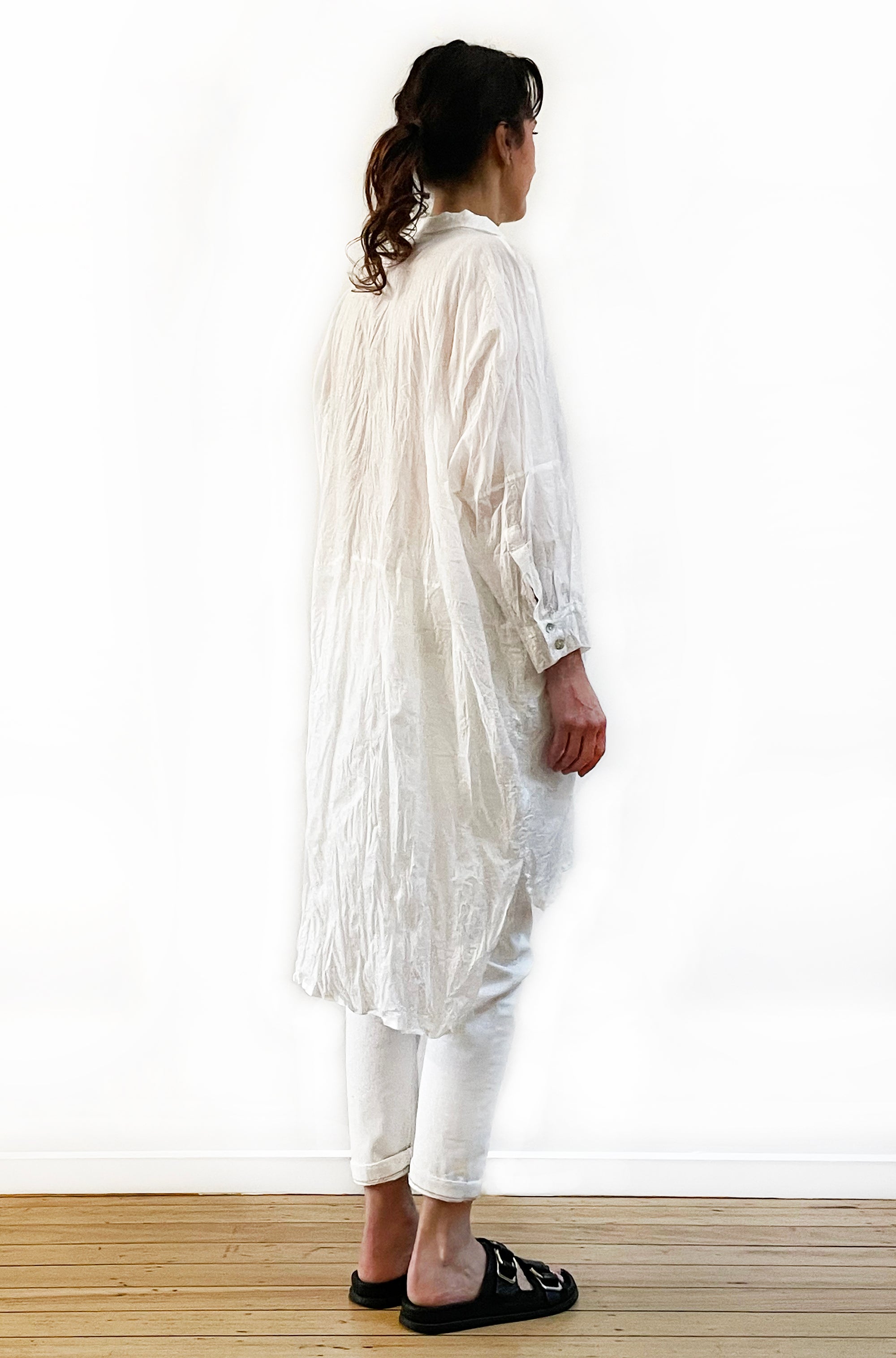 COTTON TWIST & GO LONGLINE OVERSHIRT WHITE