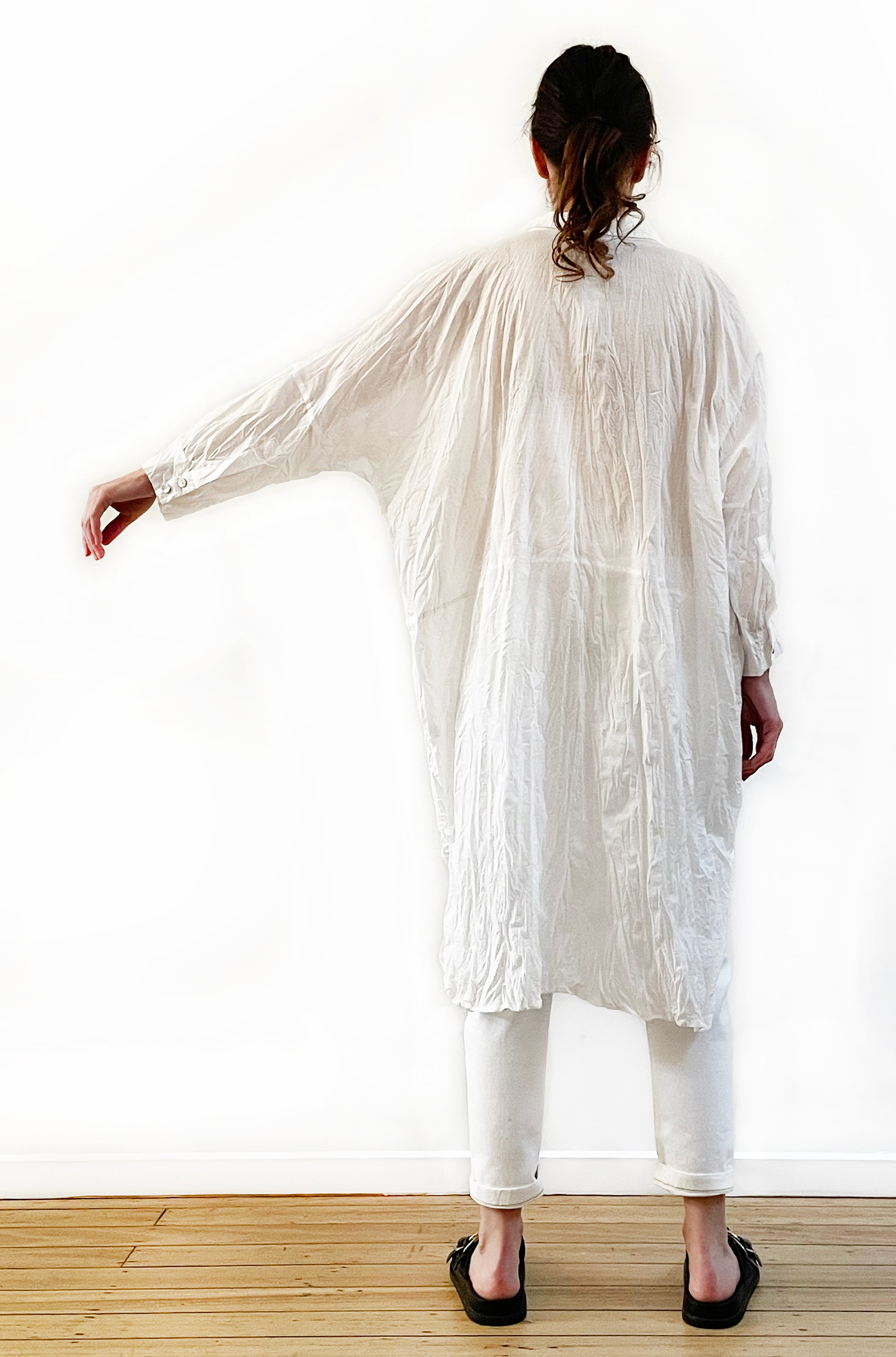 COTTON TWIST & GO LONGLINE OVERSHIRT WHITE