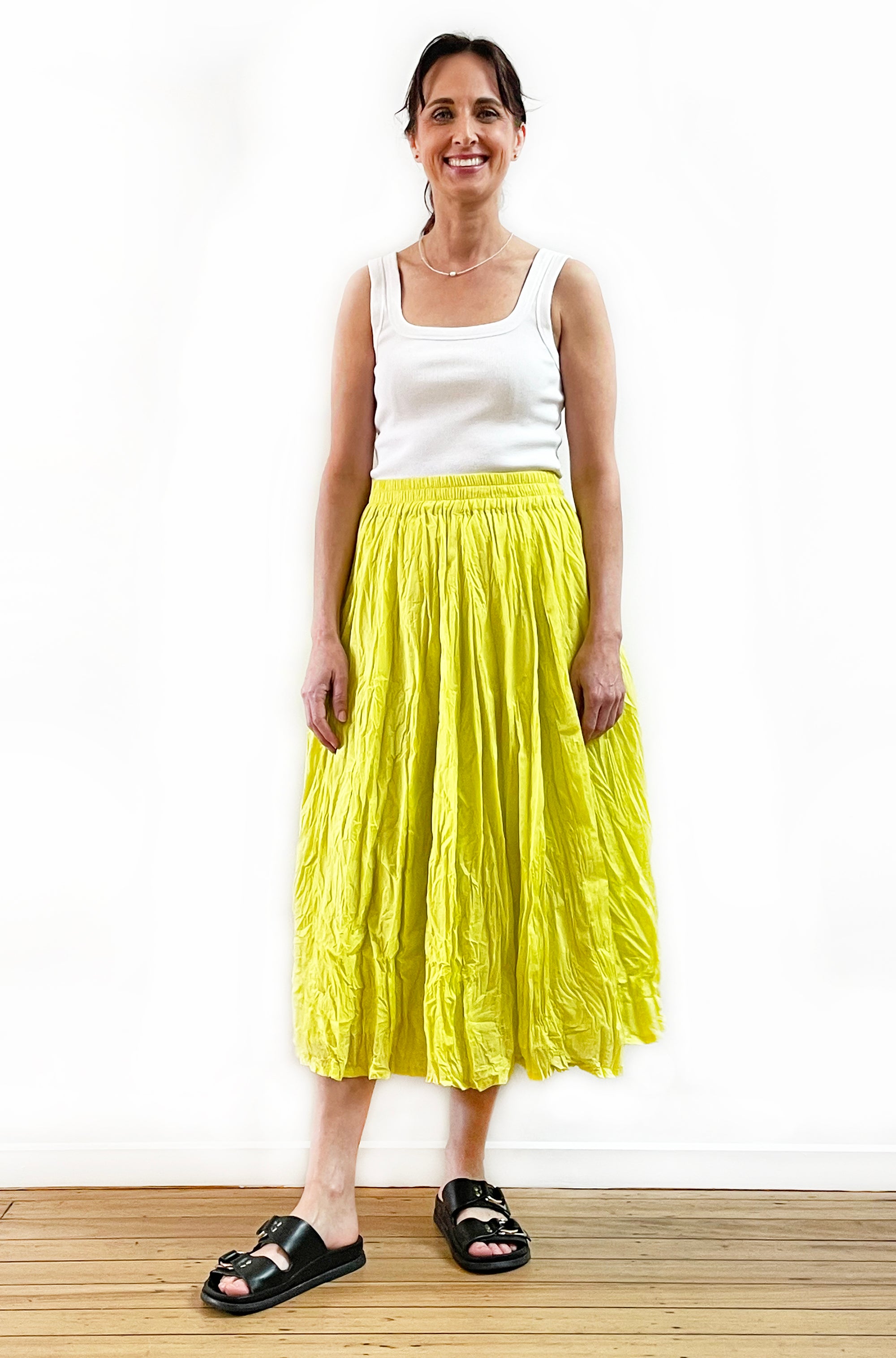 COTTON TWIST & GO MIDI SKIRT SUMMER LIME