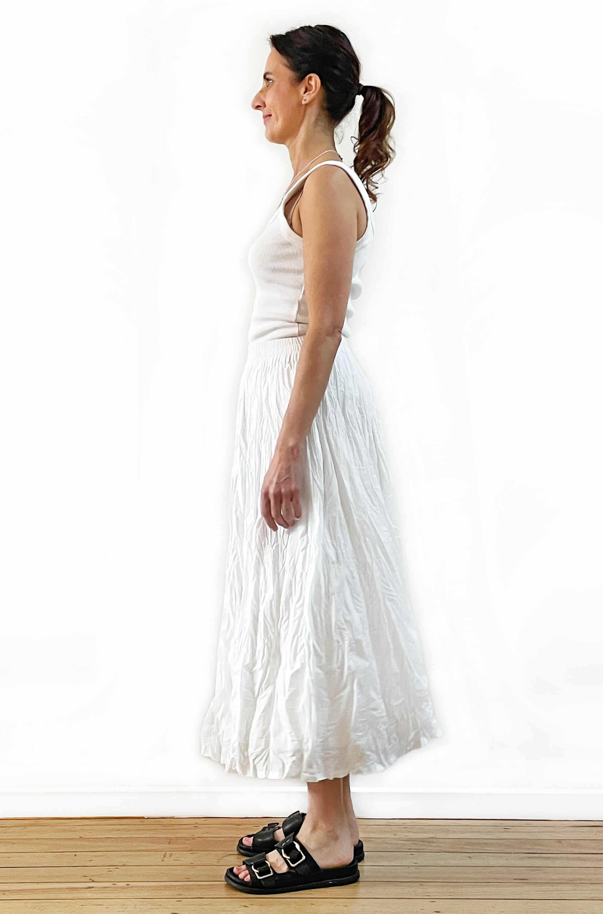 COTTON TWIST & GO MIDI SKIRT WHITE