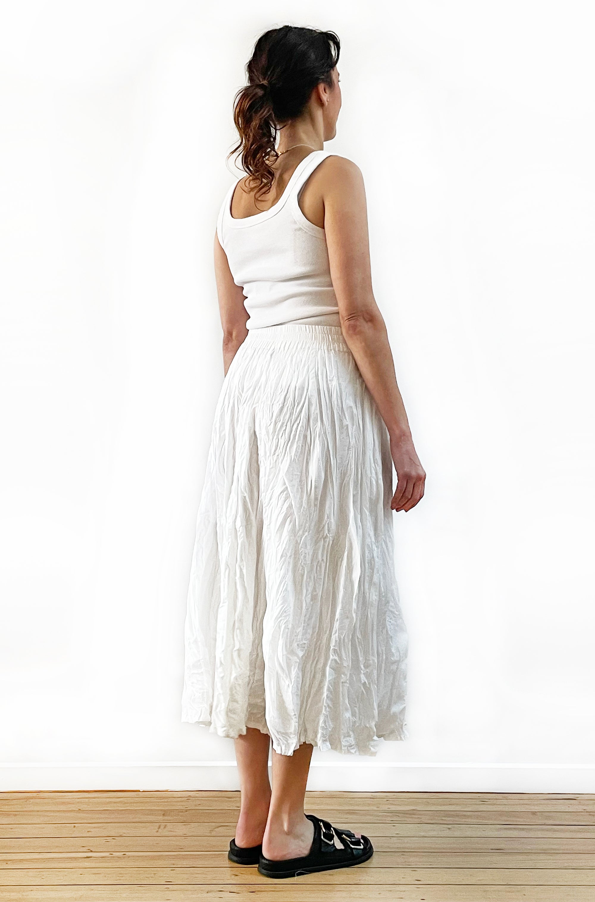 COTTON TWIST & GO MIDI SKIRT WHITE