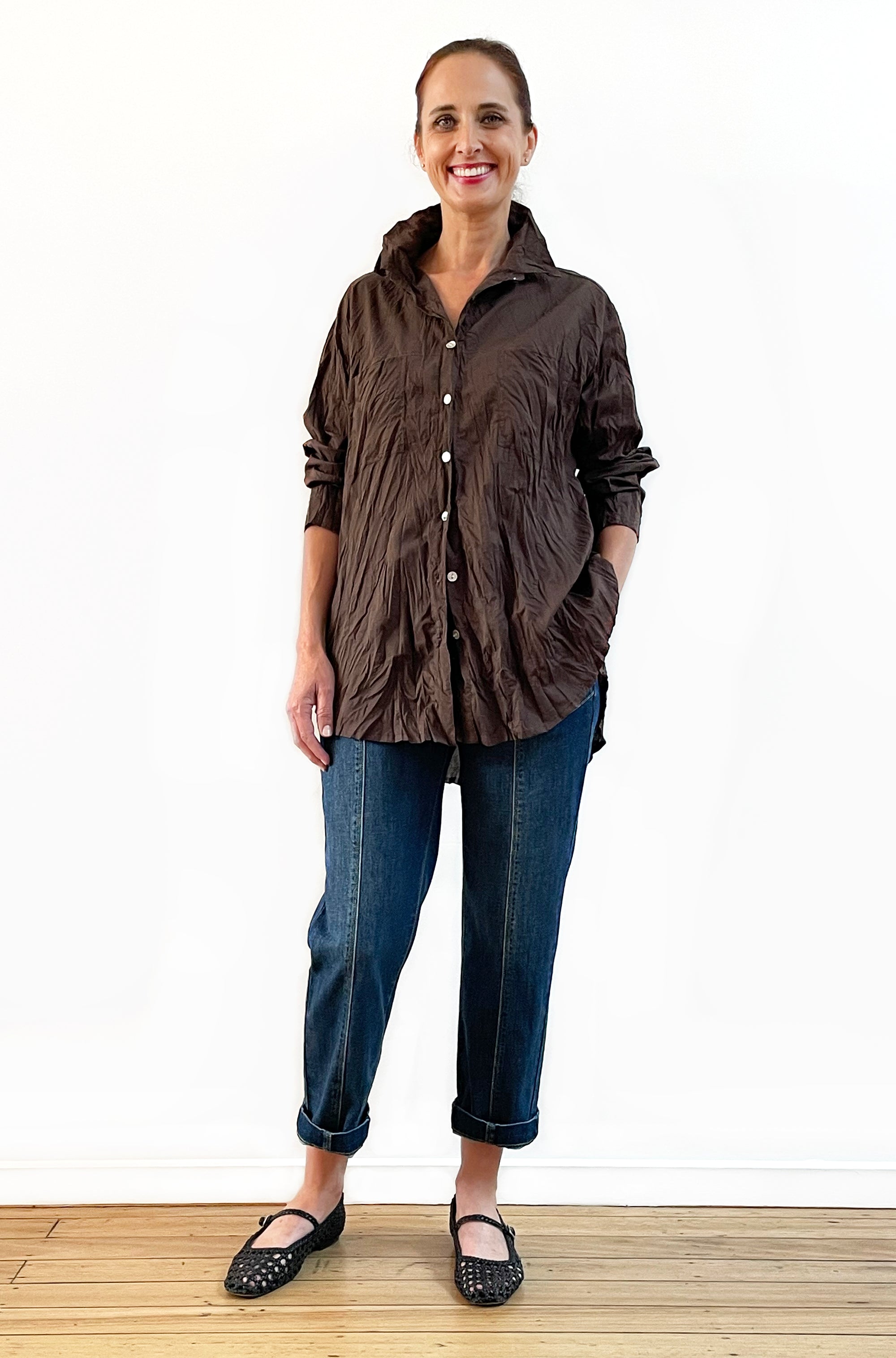 COTTON TWIST & GO SHIRT CHOCOLATE
