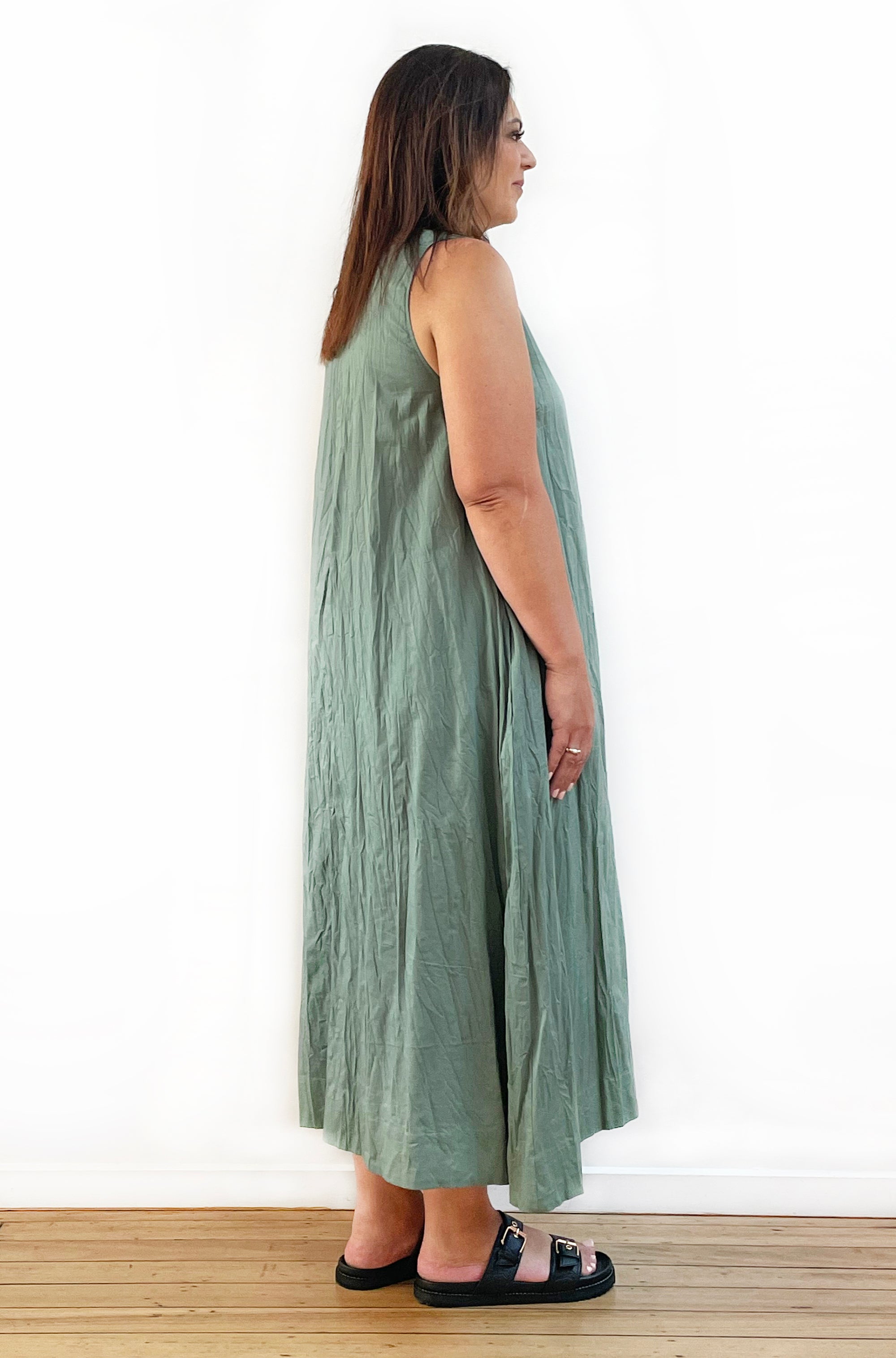 COTTON TWIST & GO SLEEVELESS DRESS SUMMER SAGE