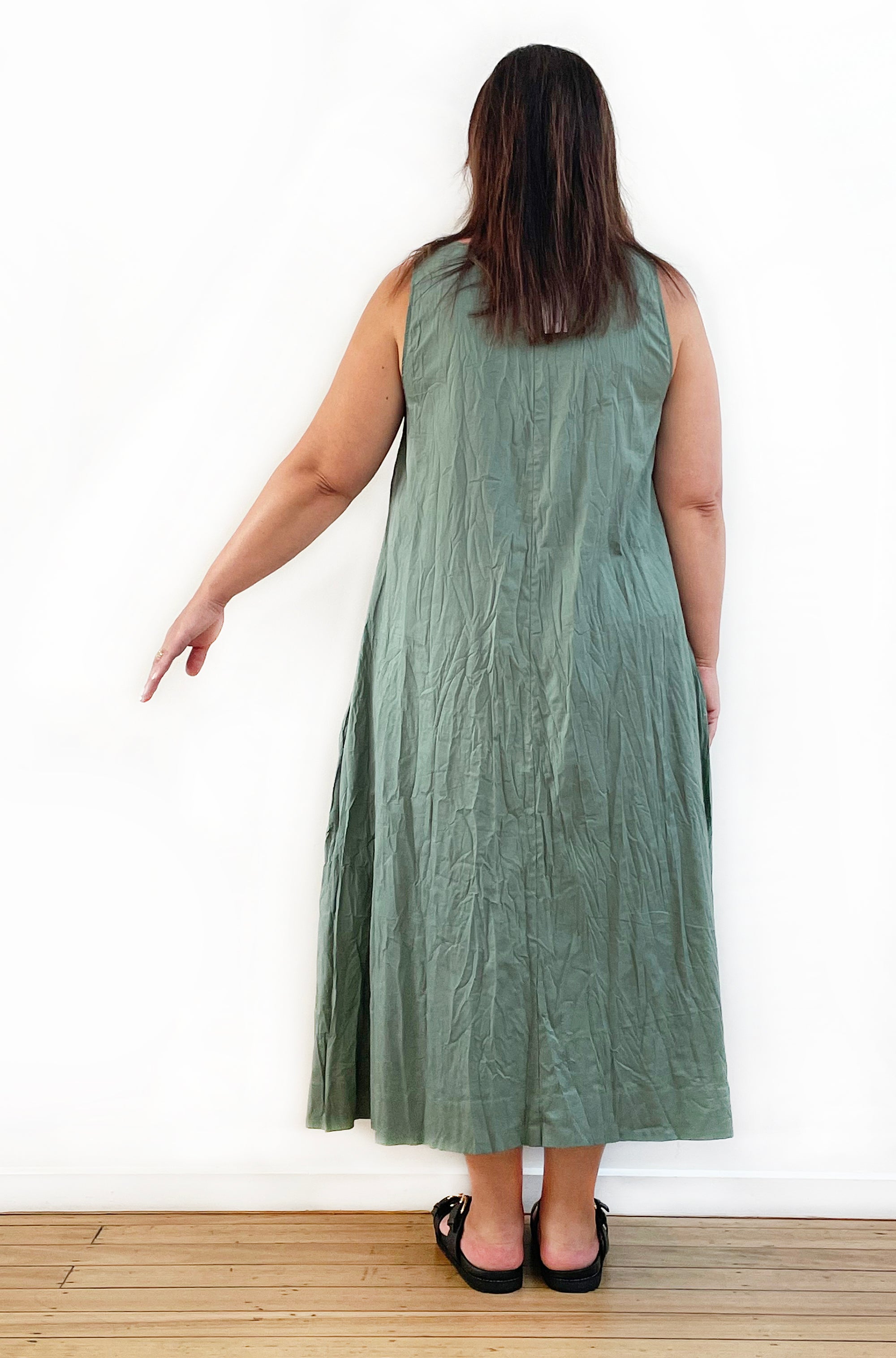 COTTON TWIST & GO SLEEVELESS DRESS SUMMER SAGE