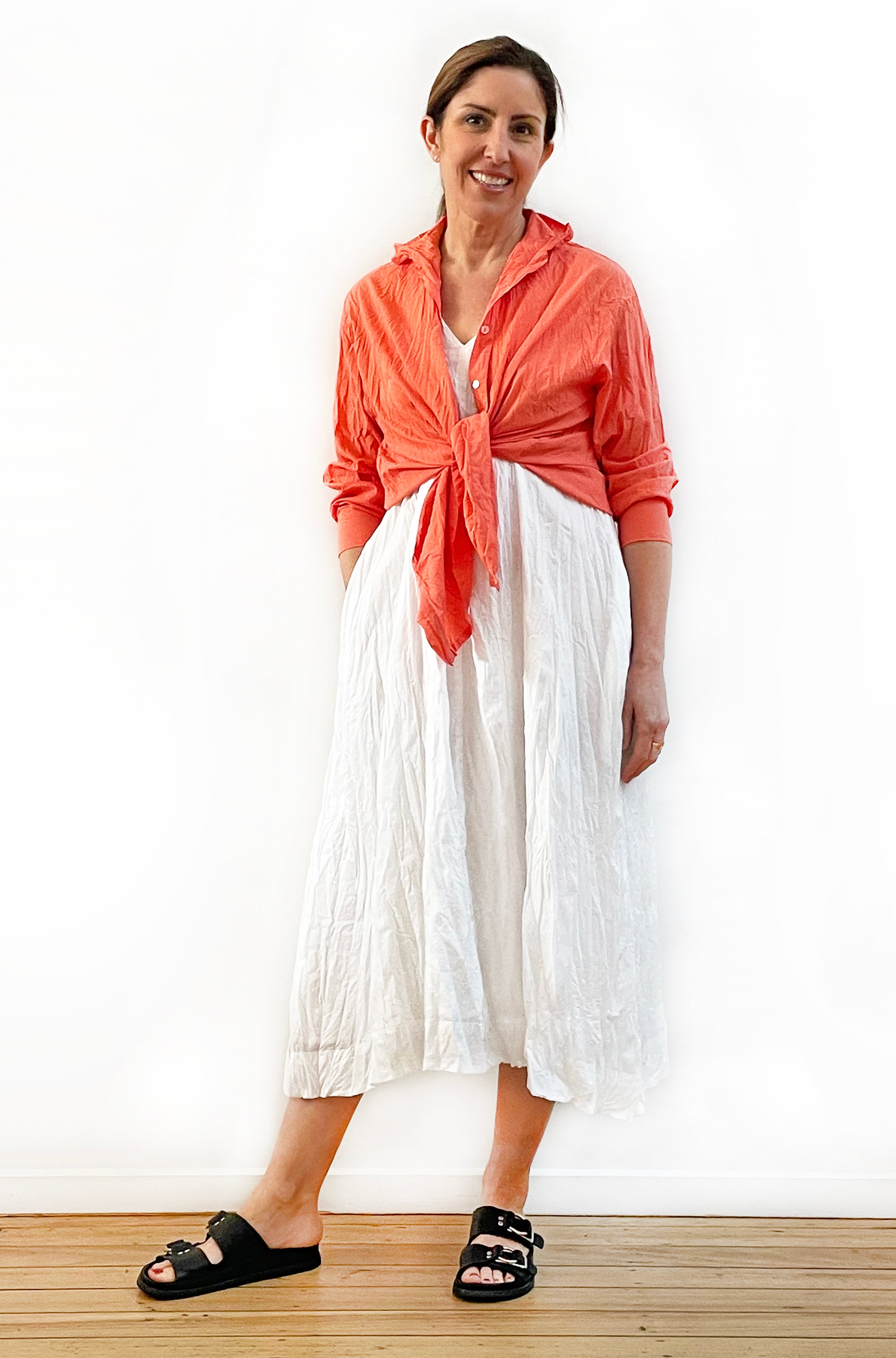 COTTON TWIST & GO SLEEVELESS DRESS WHITE