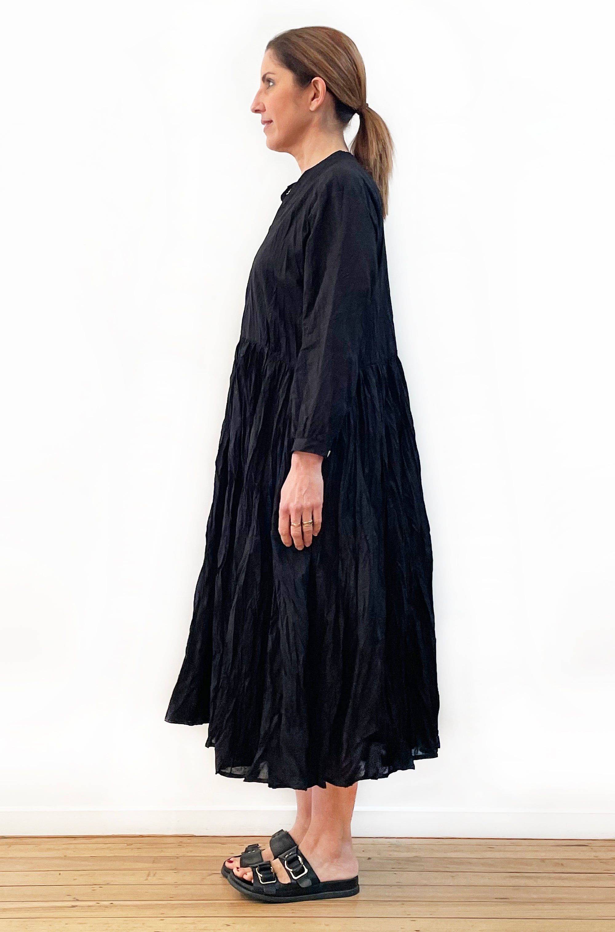 COTTON TWIST & GO BUTTON THRU DRESS BLACK
