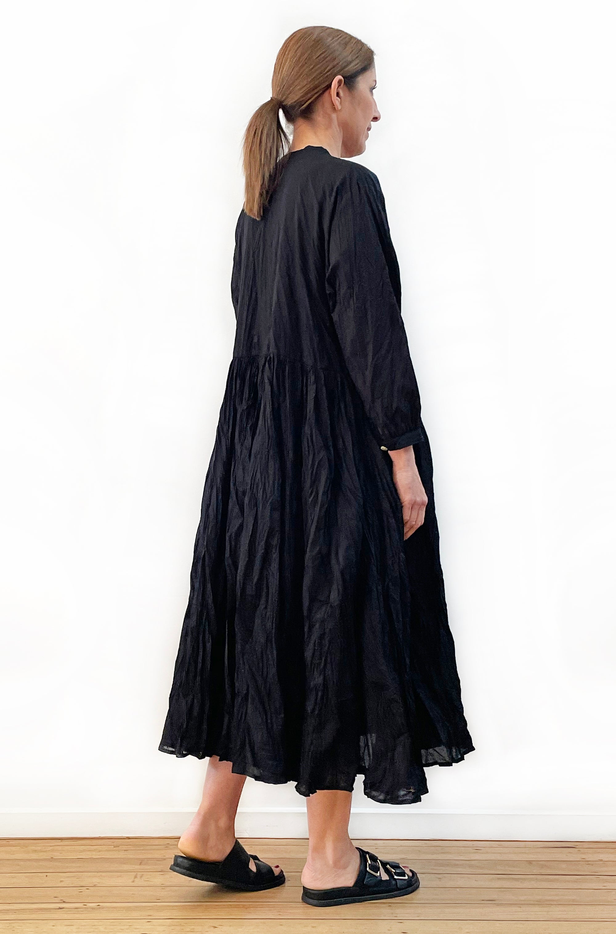 COTTON TWIST & GO BUTTON THRU DRESS BLACK