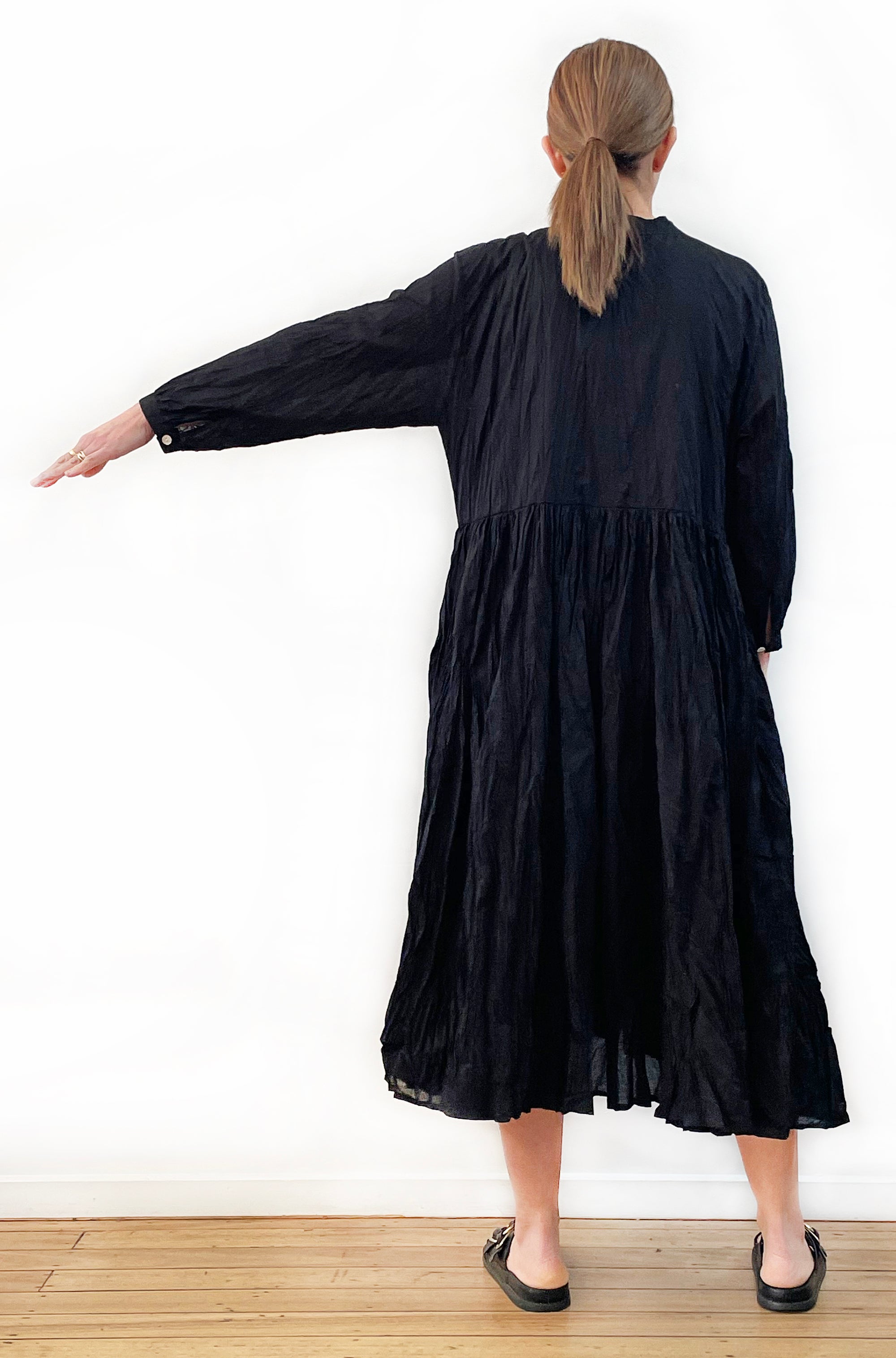 COTTON TWIST & GO BUTTON THRU DRESS BLACK