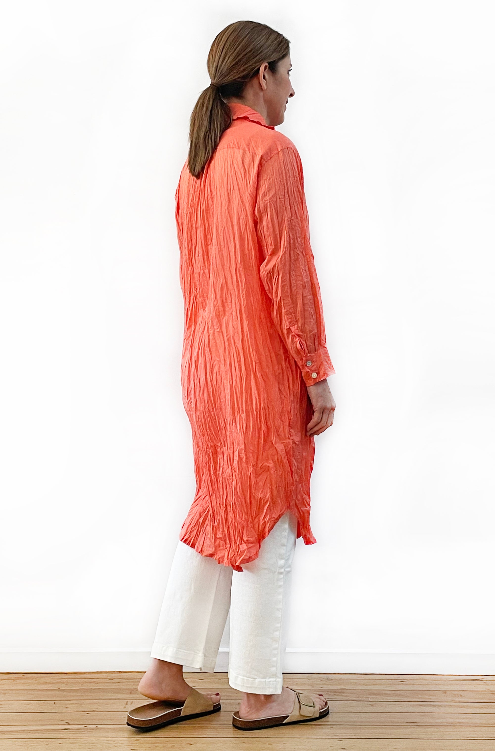 COTTON TWIST & GO LONGLINE SHIRT TANGELO