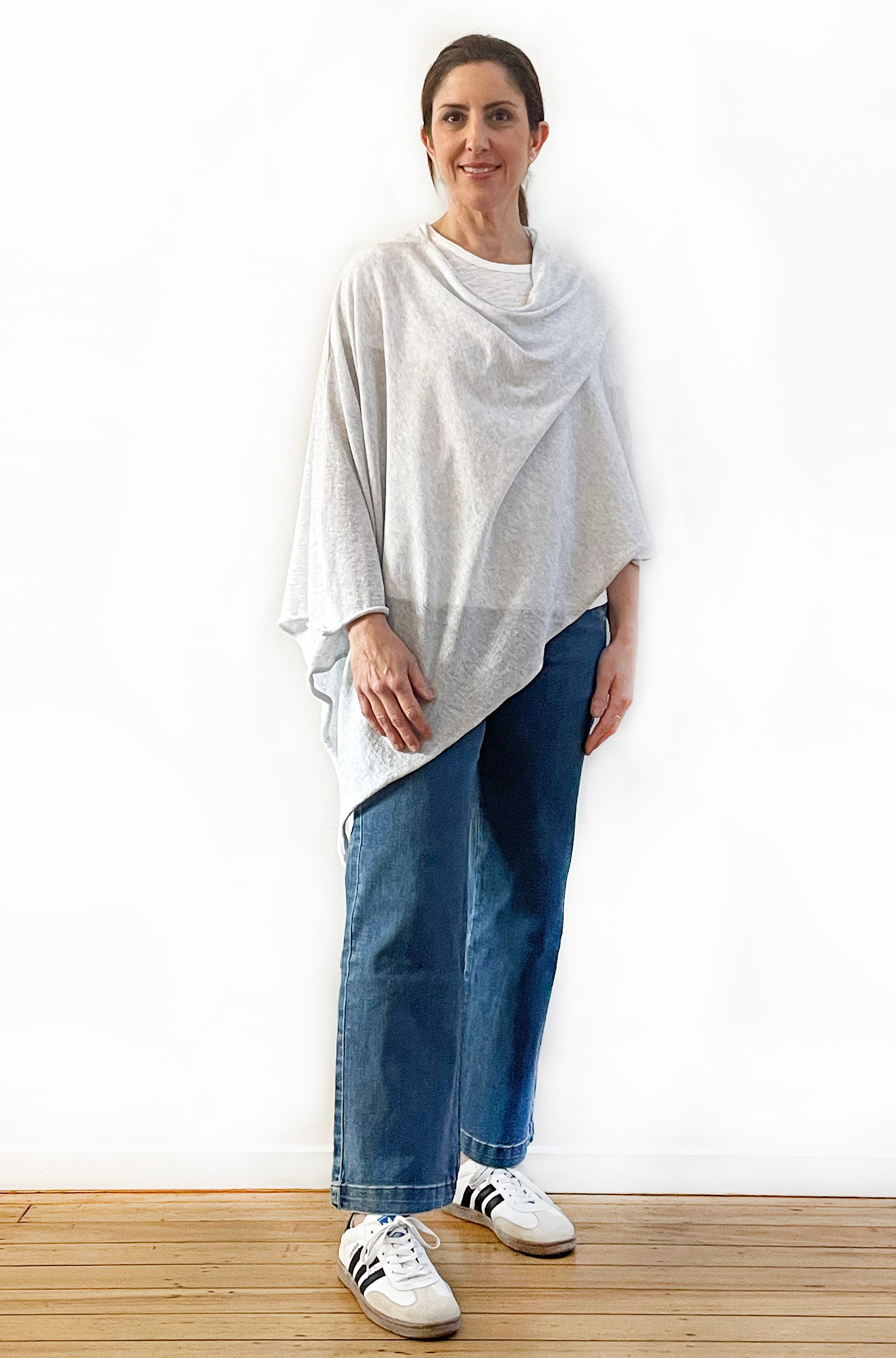 DON'T FORGET ME COTTON 5-WAY KNIT PONCHO MIST GREY