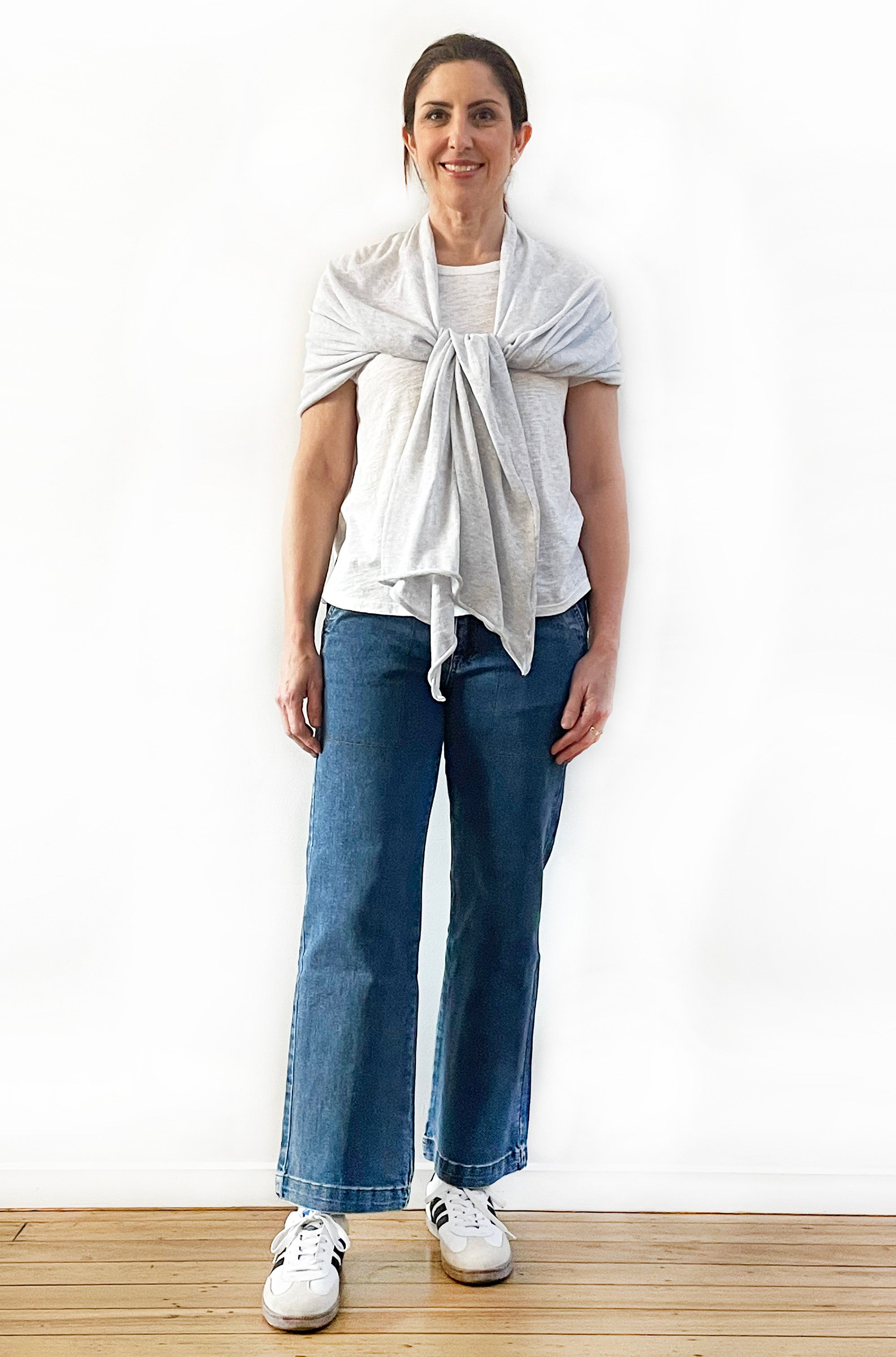 DON'T FORGET ME COTTON 5-WAY KNIT PONCHO MIST GREY