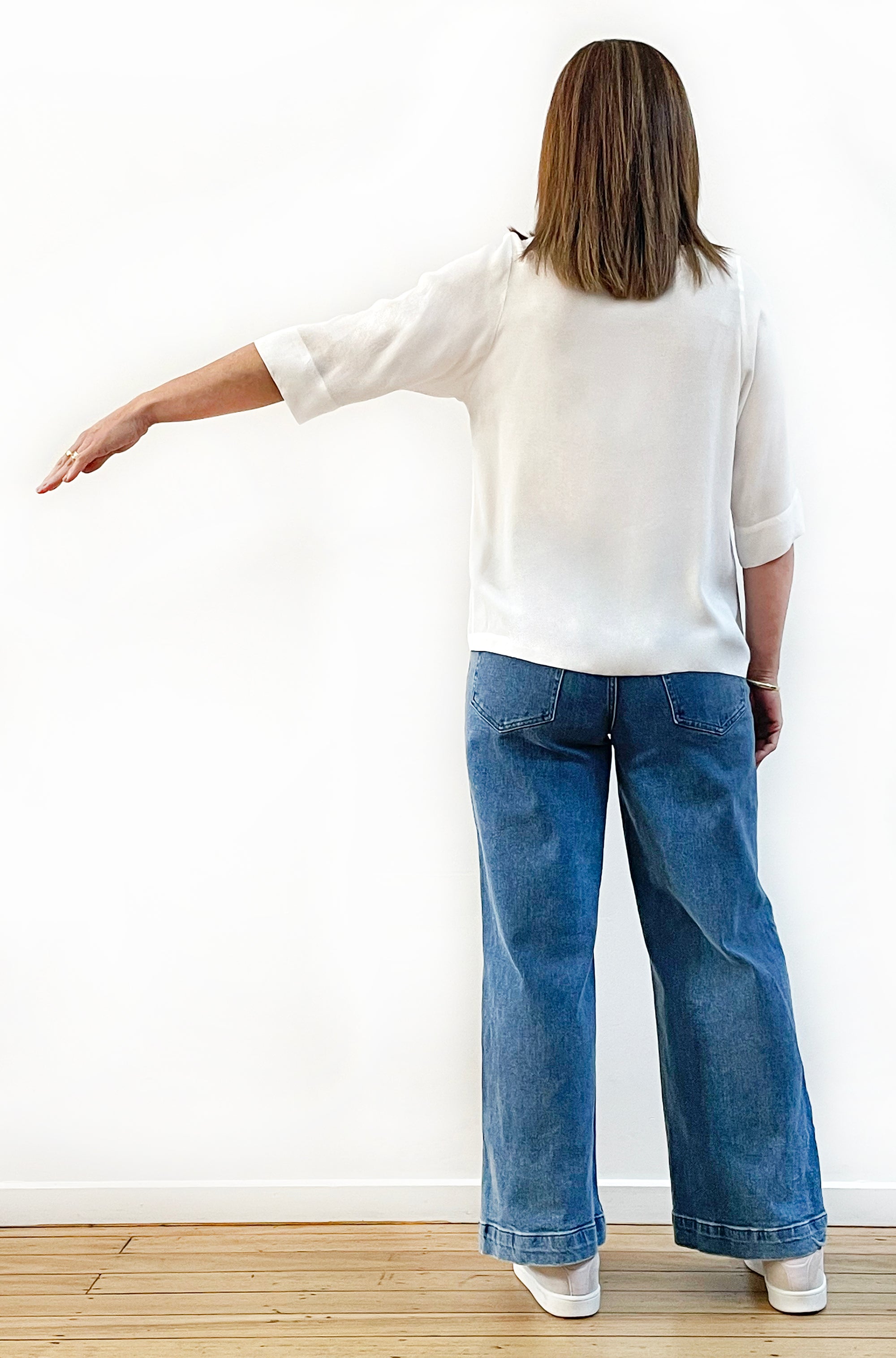 VISCOSE FITTED SLEEVE TOP IVORY