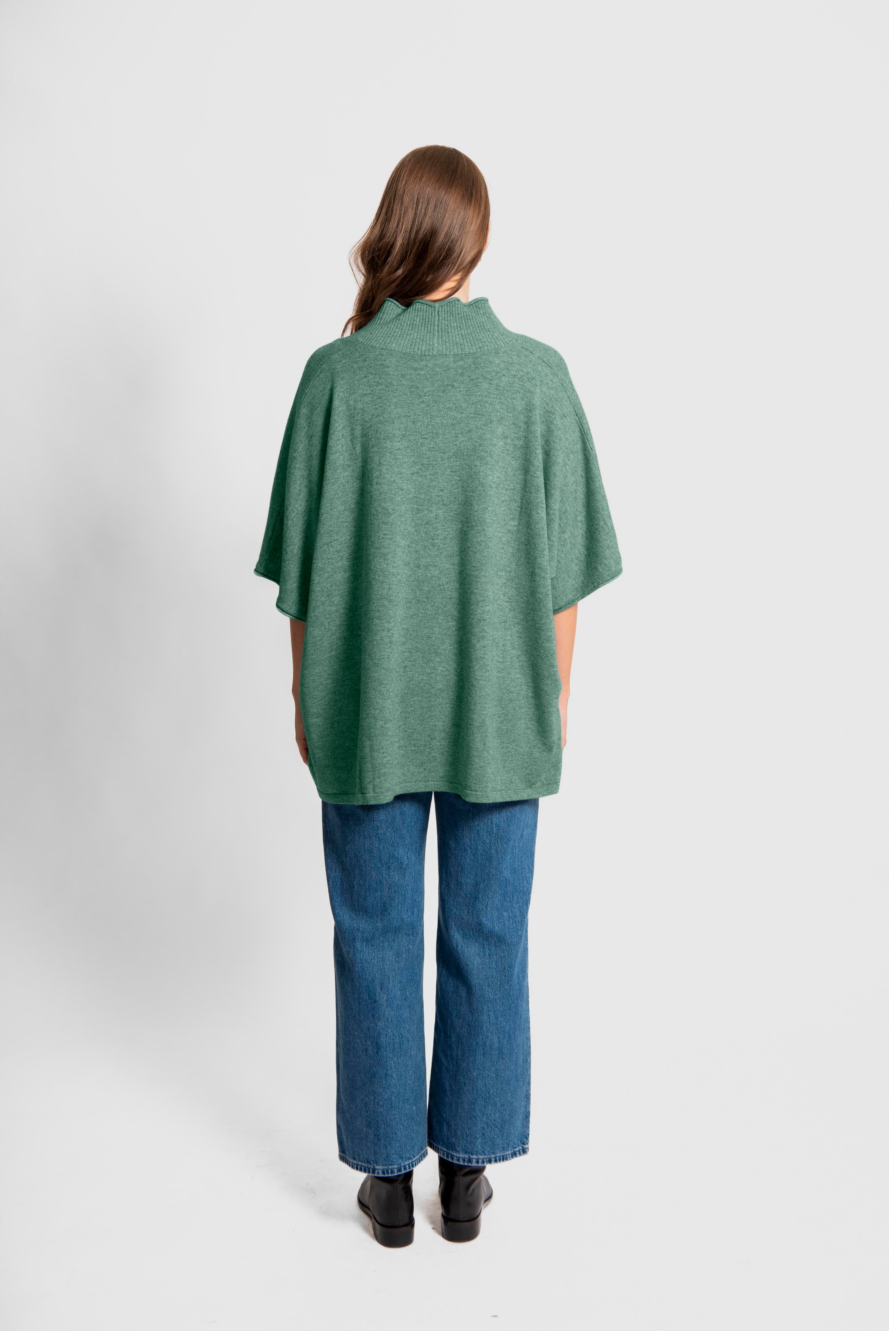 FIELDS MERINO BLEND OVERSIZED BUTTON THRU PONCHO FOREST GREEN