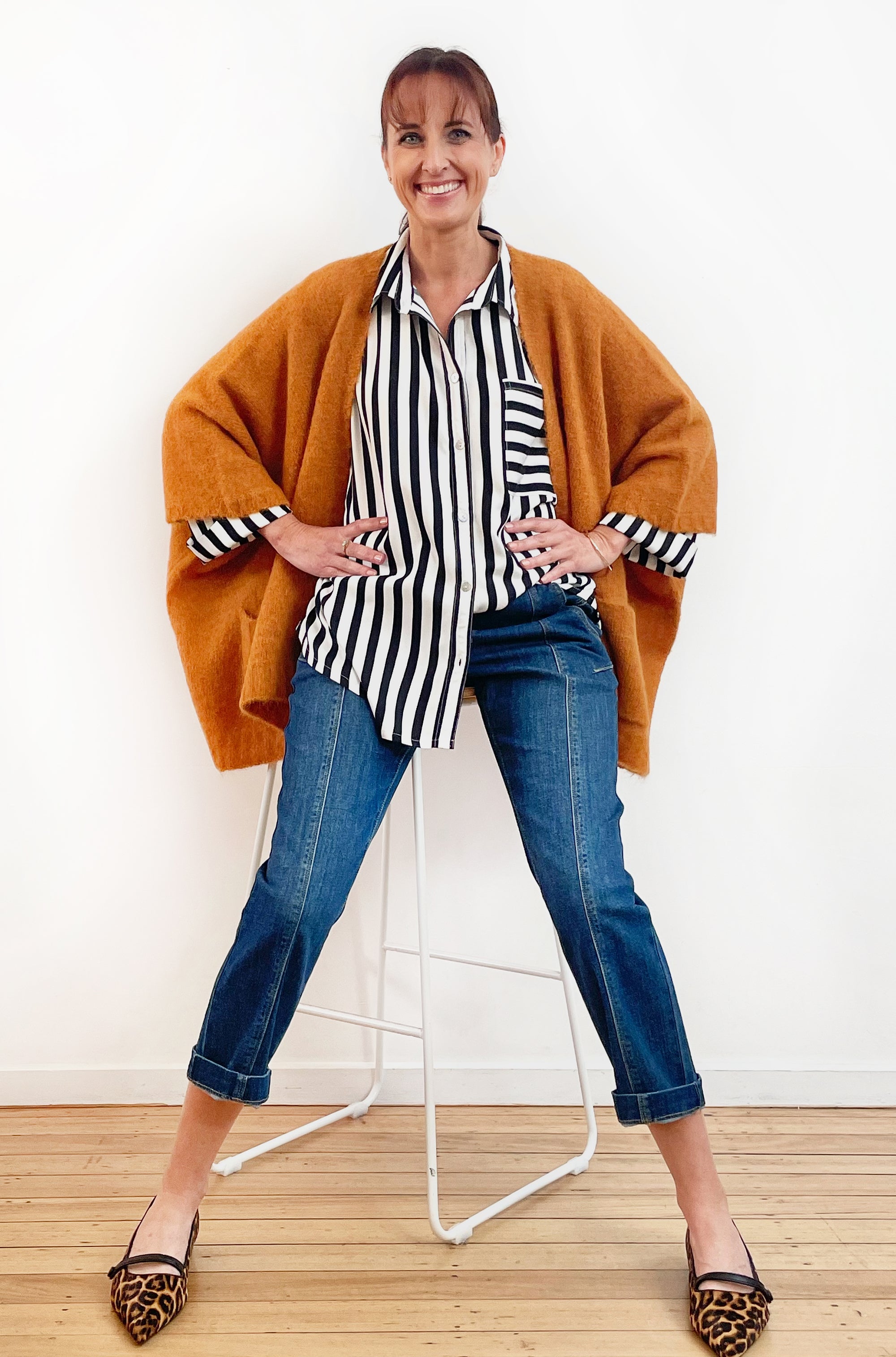 ALPACA WOOL BLEND SLEEVELESS OVERSIZED CARDI GINGER