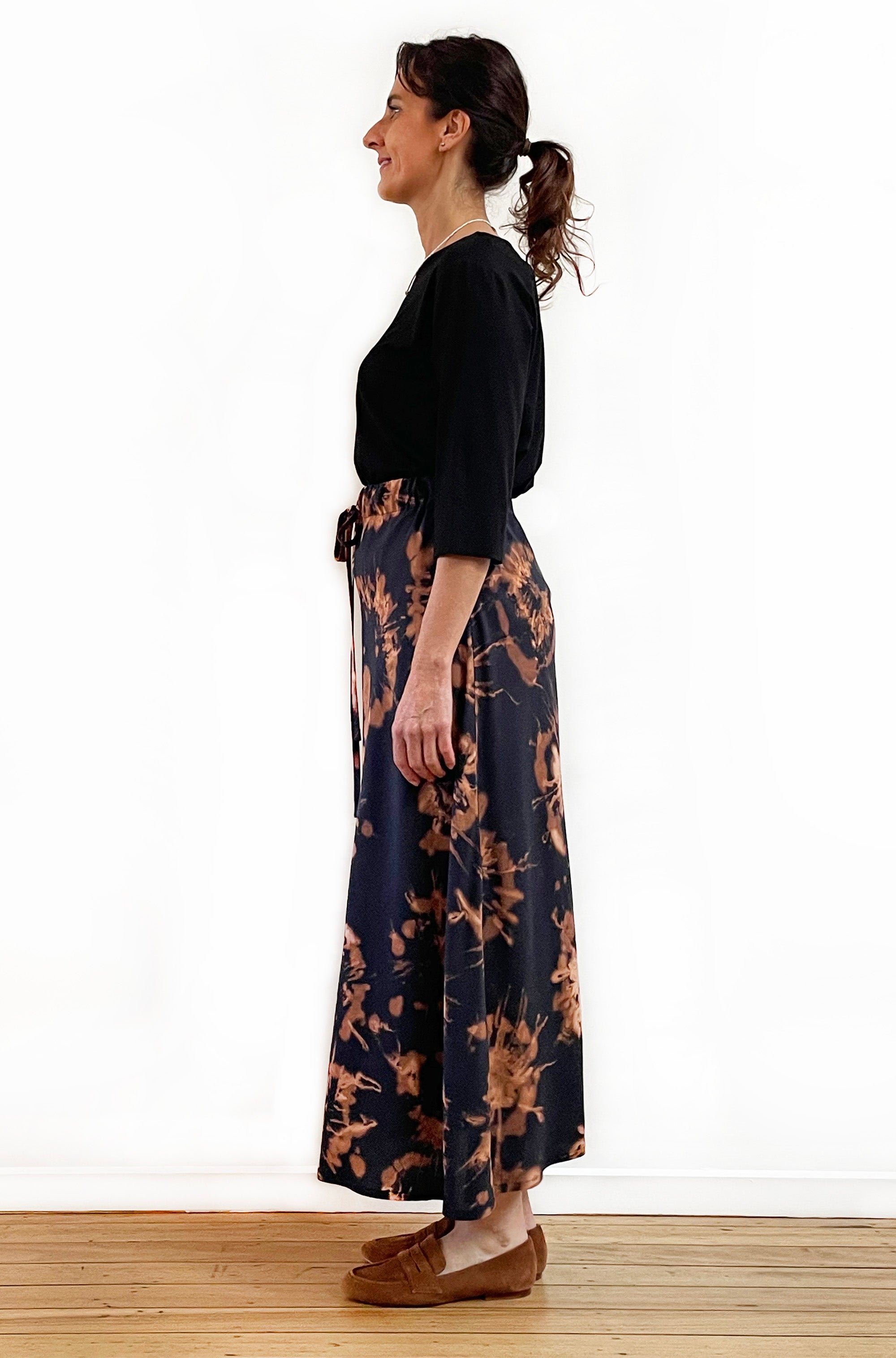 HAND DYED BIAS CUT MIDI SKIRT AMBER