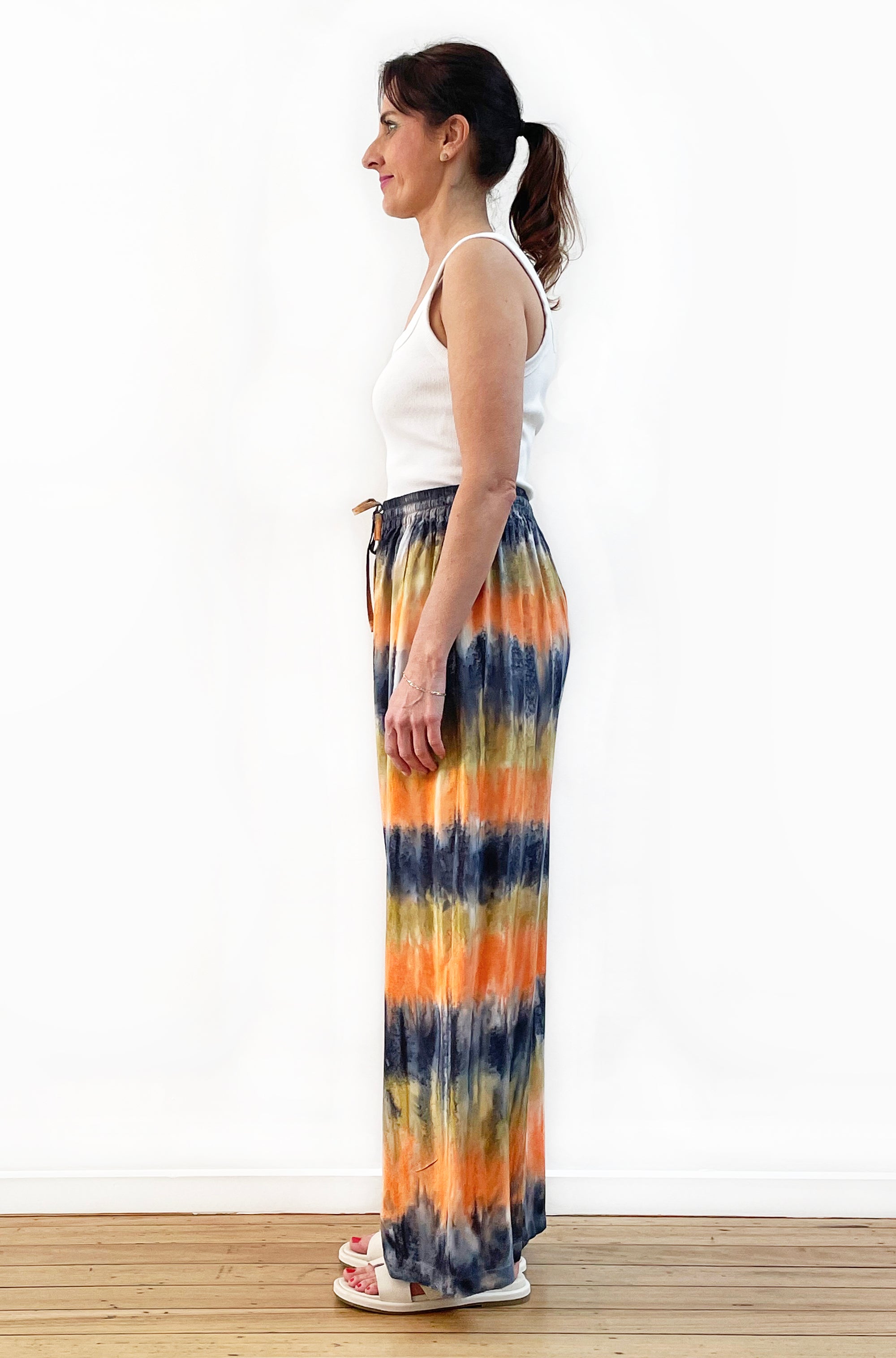 HAND DYED FULL LENGTH WIDE LEG PANT SUNSET SAND