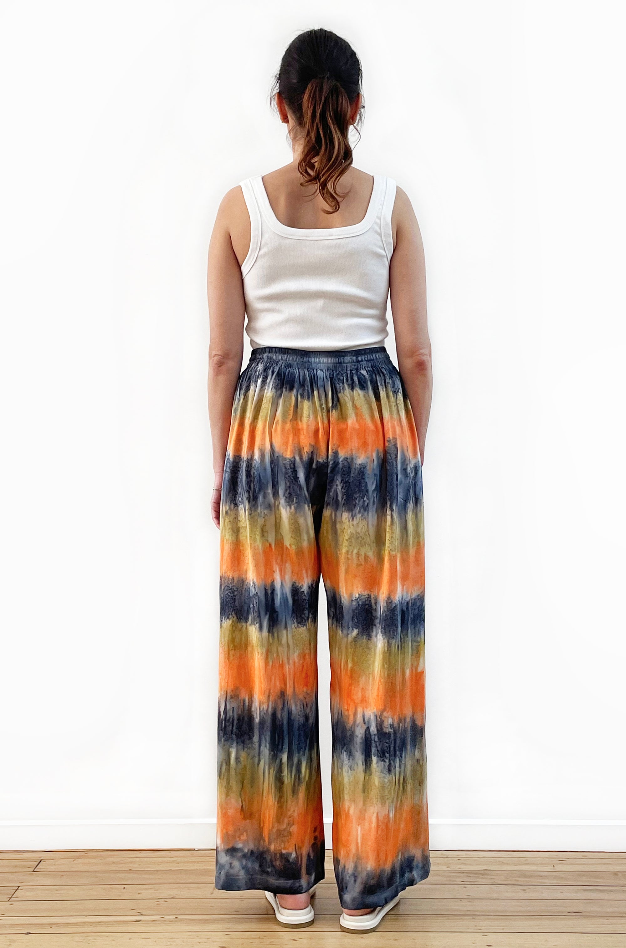 HAND DYED FULL LENGTH WIDE LEG PANT SUNSET SAND