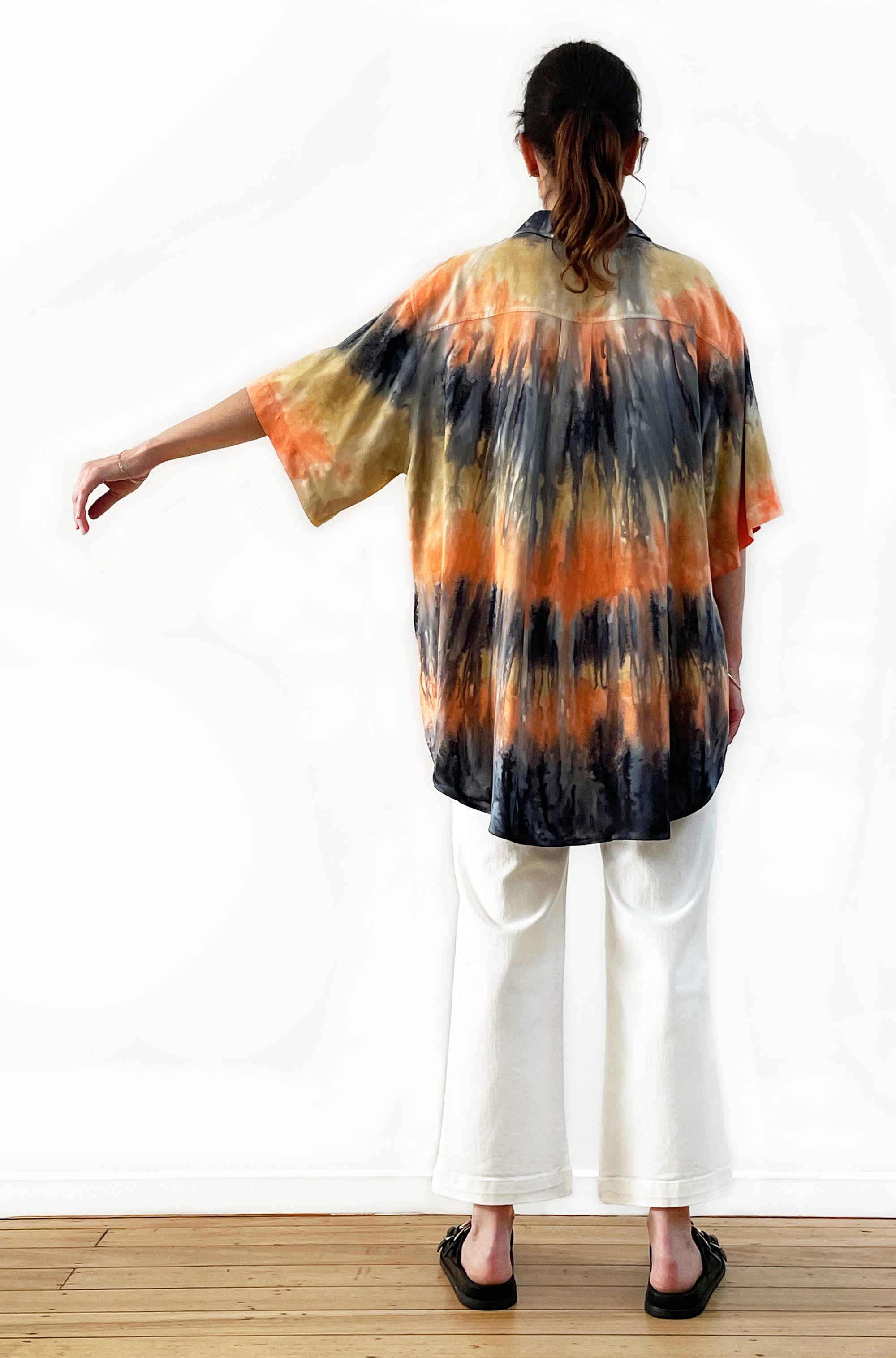 HAND DYED BUTTON THRU SHIRT SUNSET SAND