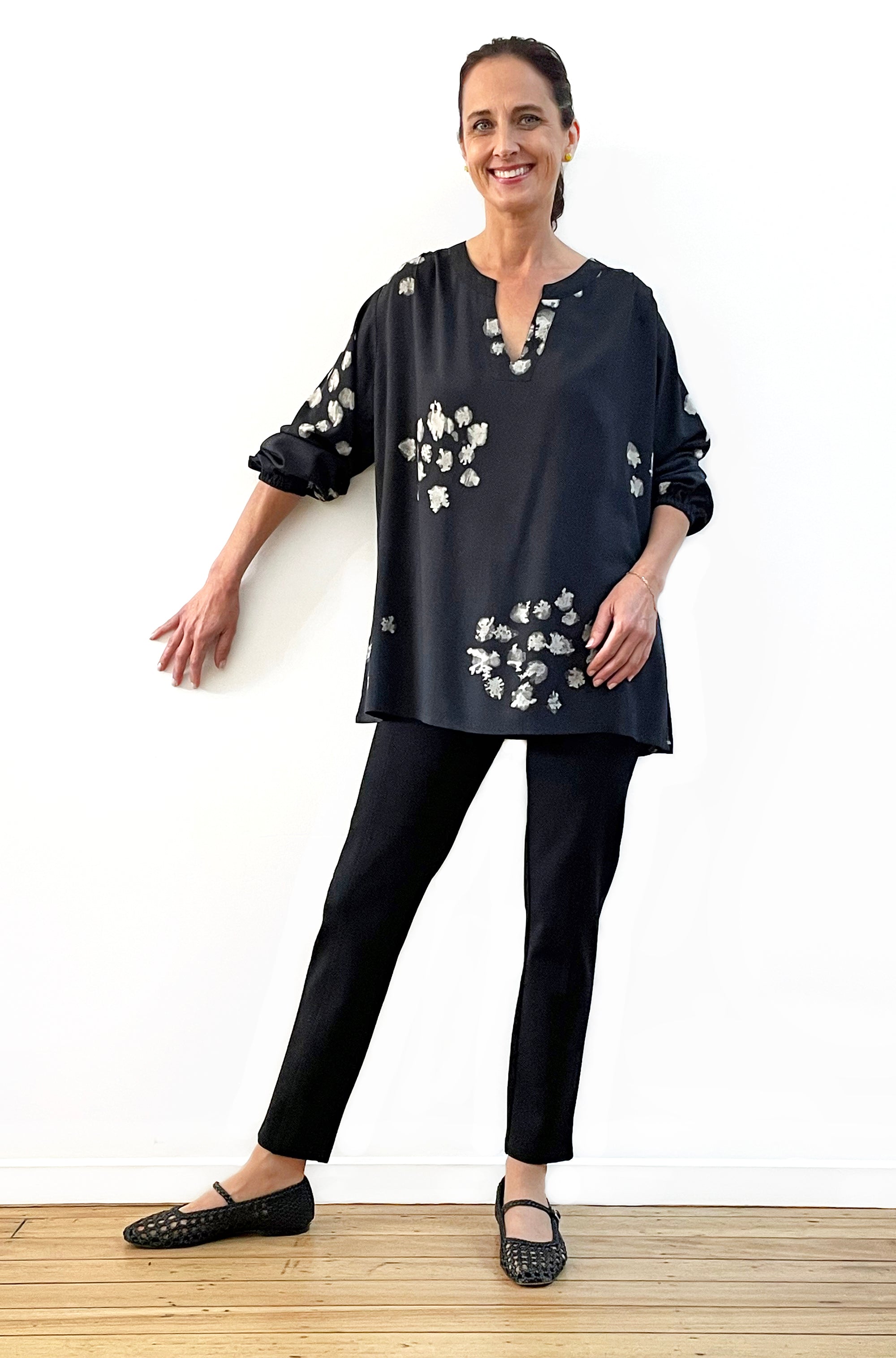 HAND DYED SPLIT NECK TOP BLOSSOM