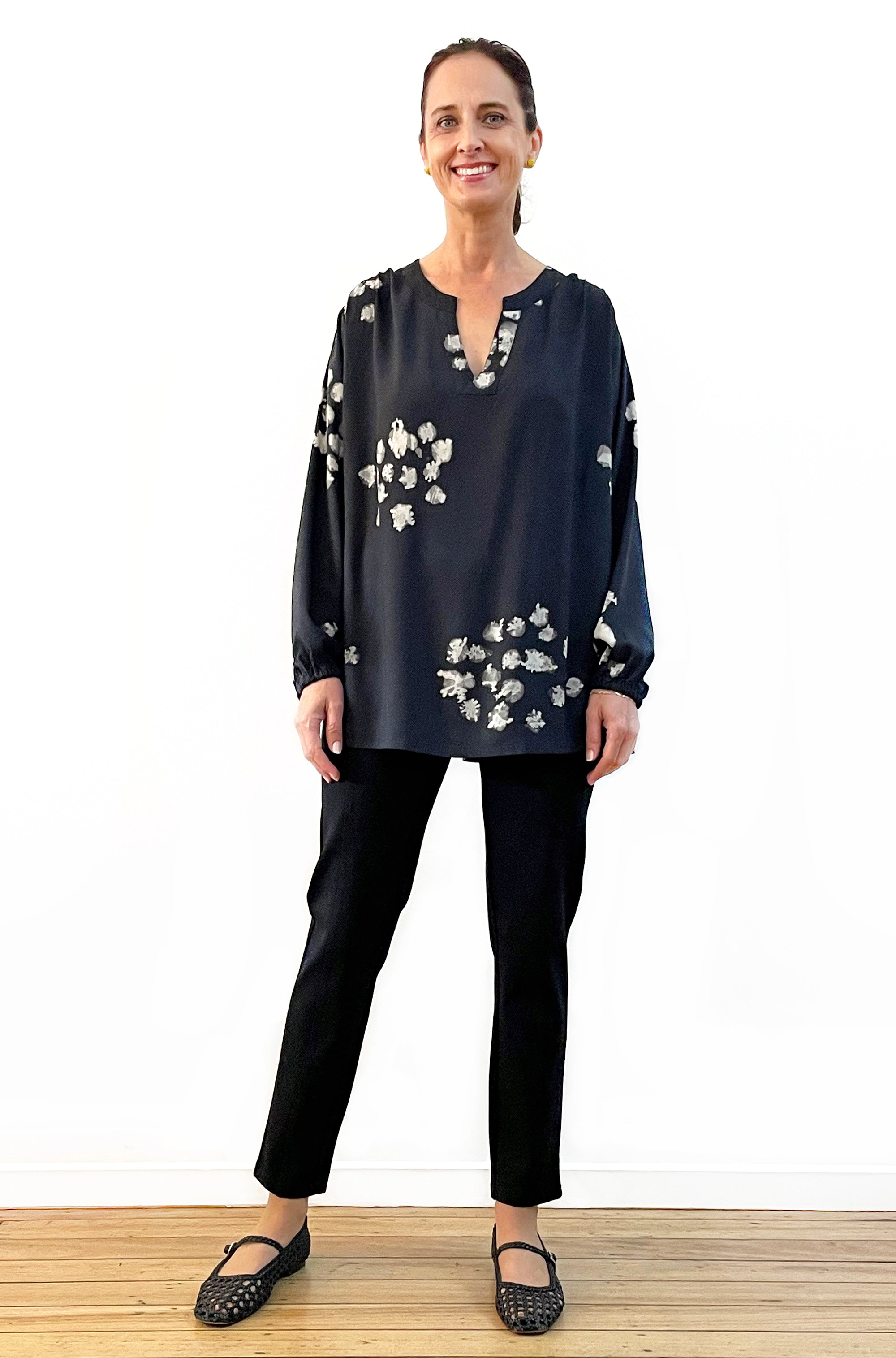 HAND DYED SPLIT NECK TOP BLOSSOM
