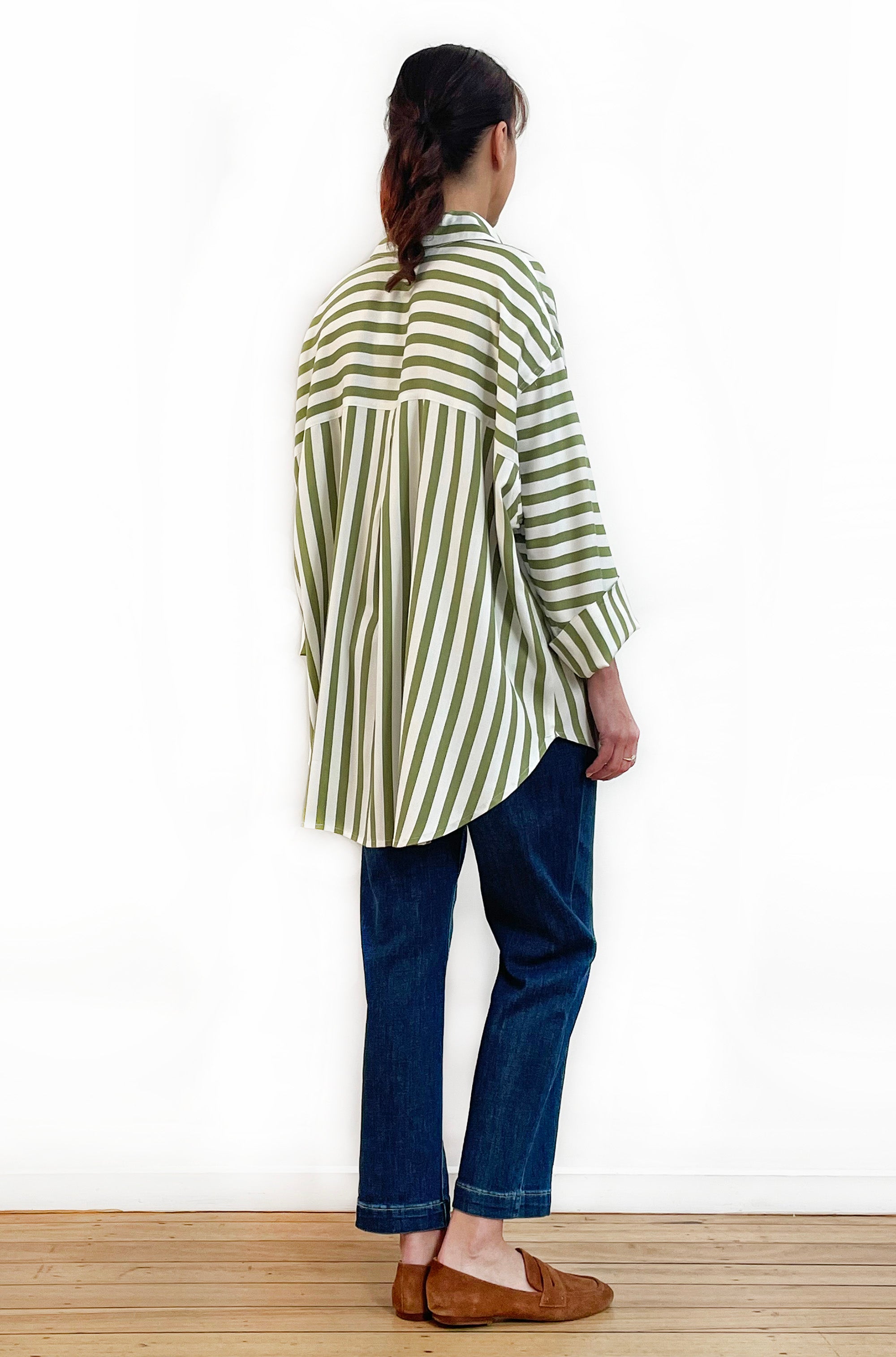 KIMONO SLEEVE SHIRT WASABI STRIPE