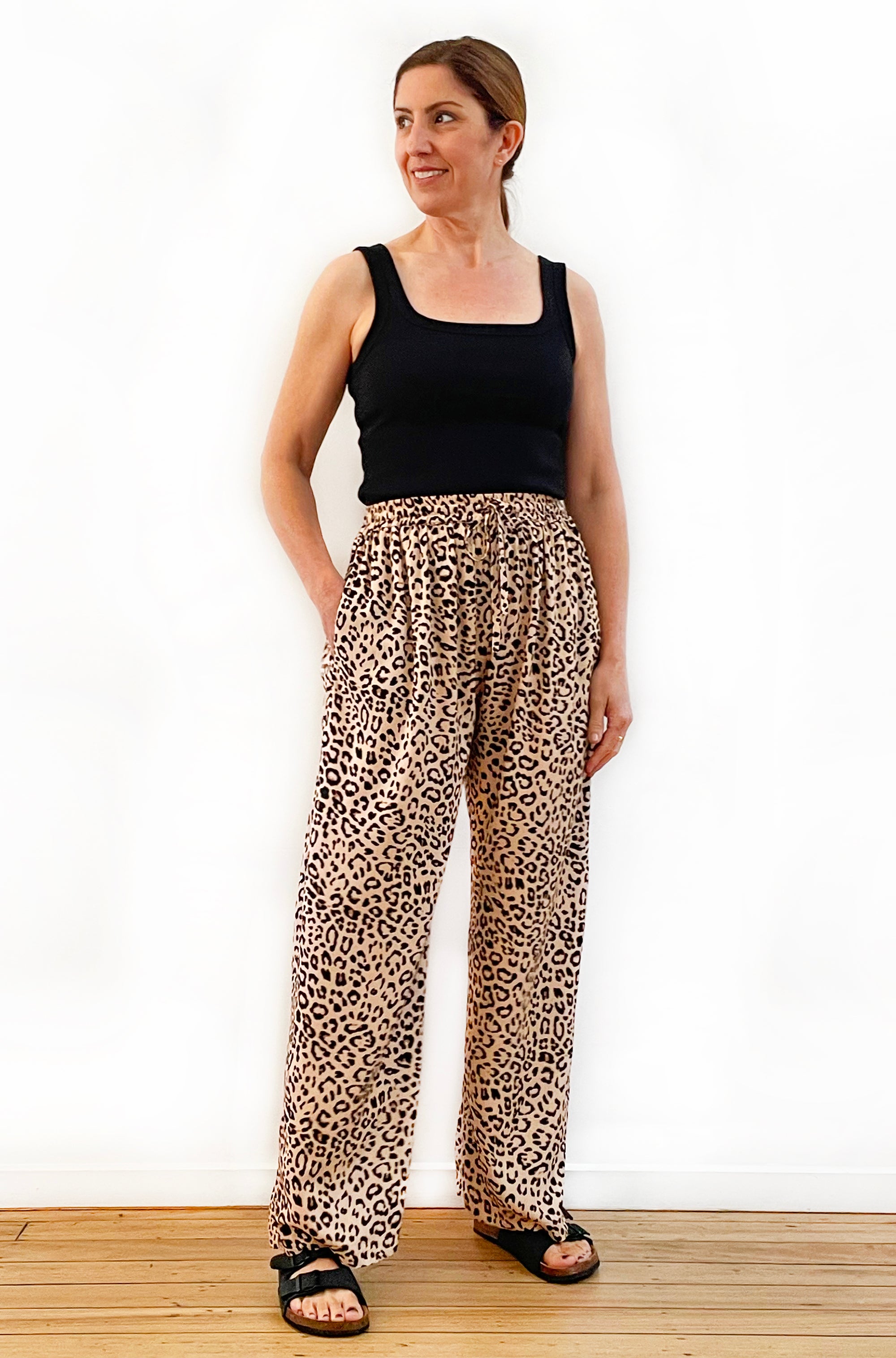 PRINT FULL LENGTH WIDE LEG PANT LEOPARD