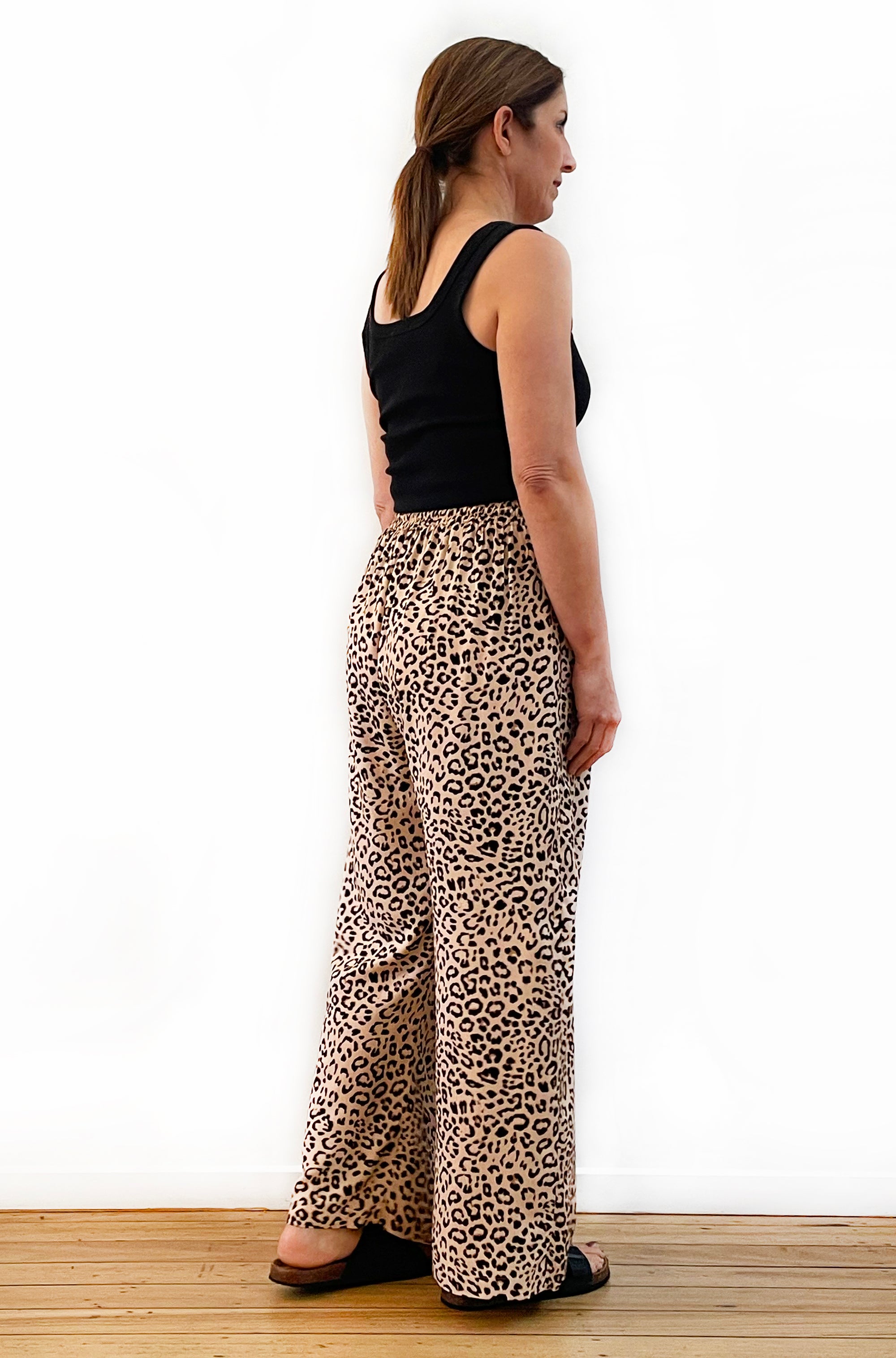 PRINT FULL LENGTH WIDE LEG PANT LEOPARD