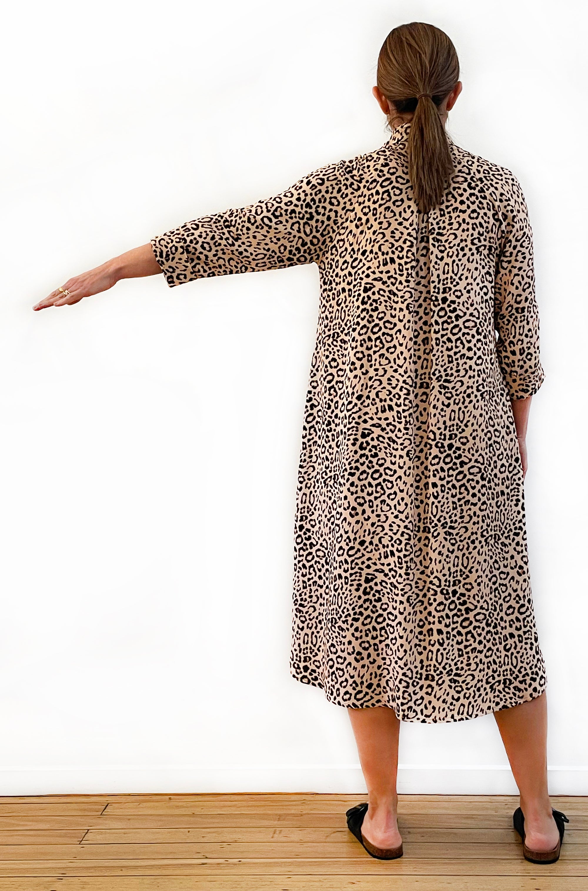 PRINT RAGLAN SHIRT DRESS LEOPARD