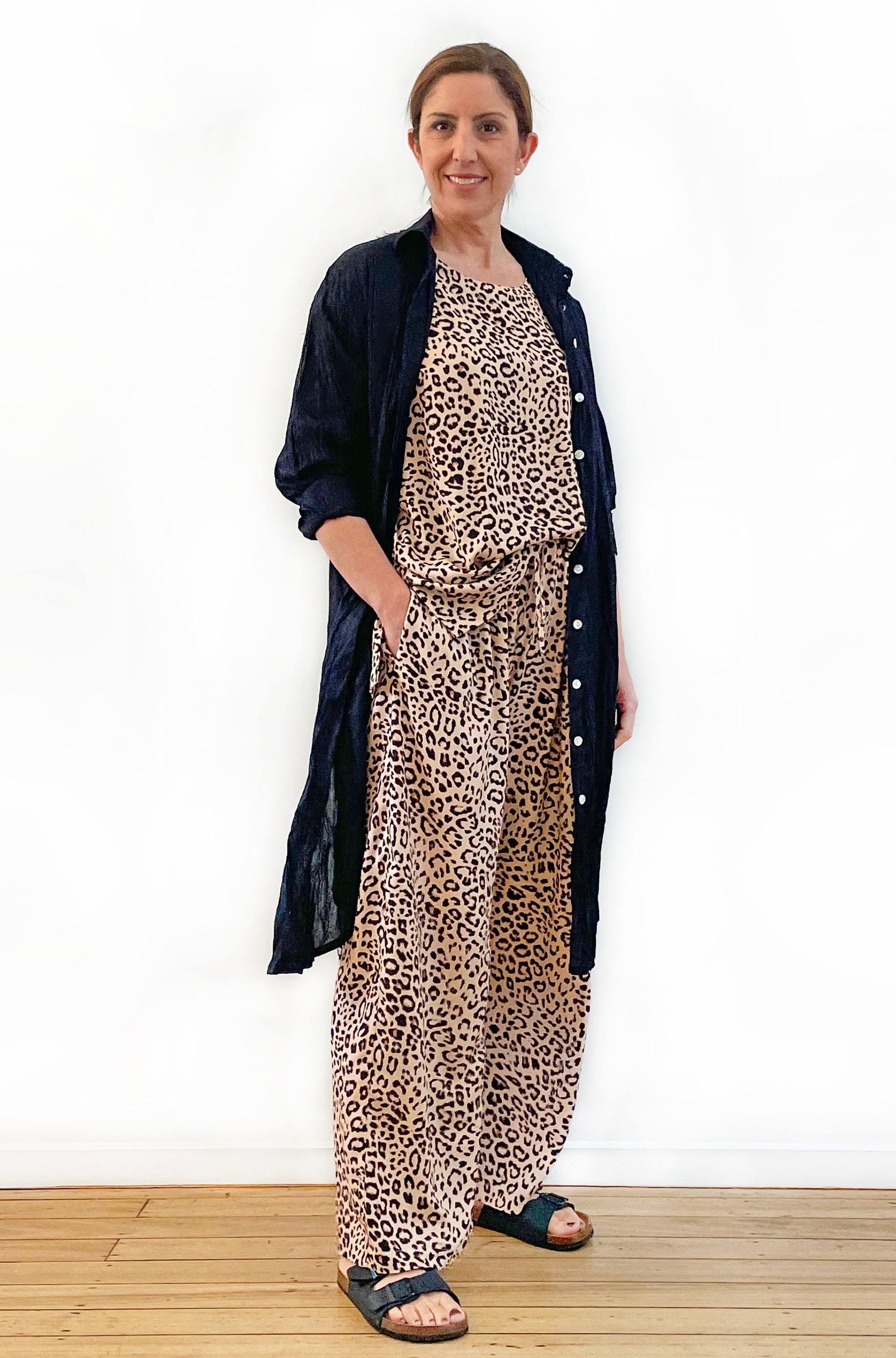 PRINT FULL LENGTH WIDE LEG PANT LEOPARD