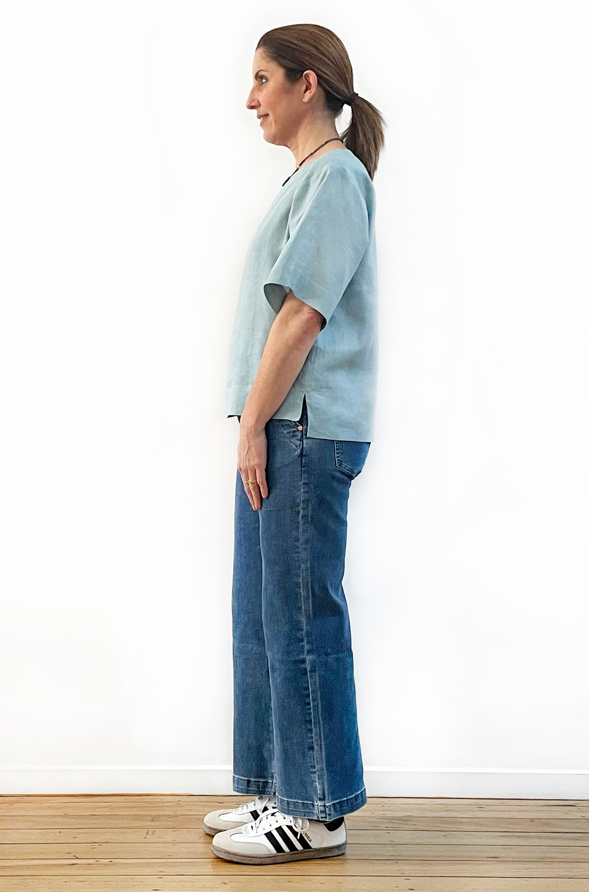 LINEN BOXY TOP SOFT SAGE