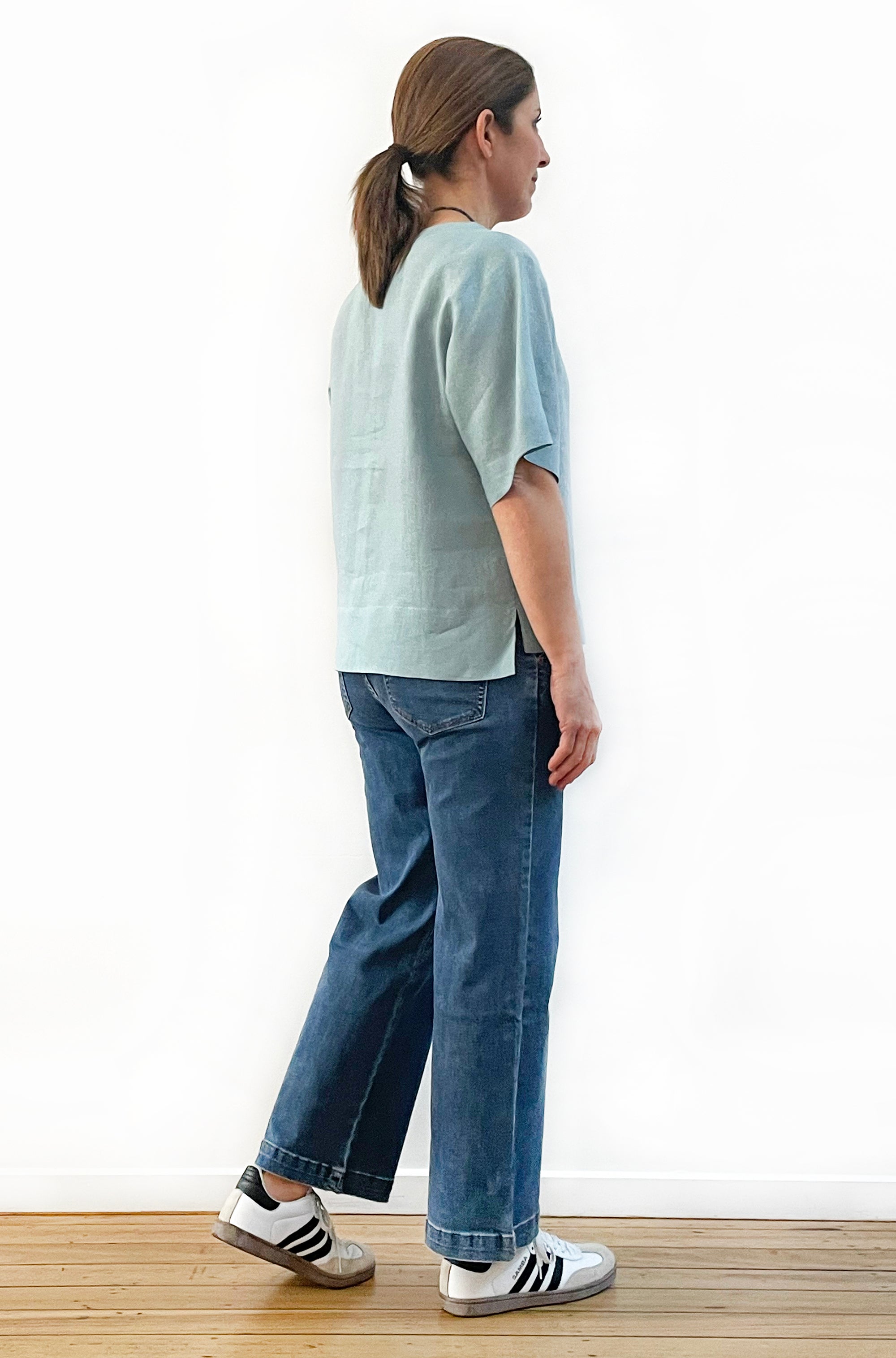 LINEN BOXY TOP SOFT SAGE