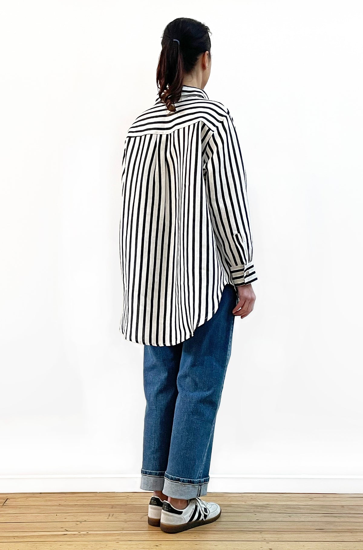 LINEN BOYFRIEND SHIRT FRENCH NAVY STRIPE
