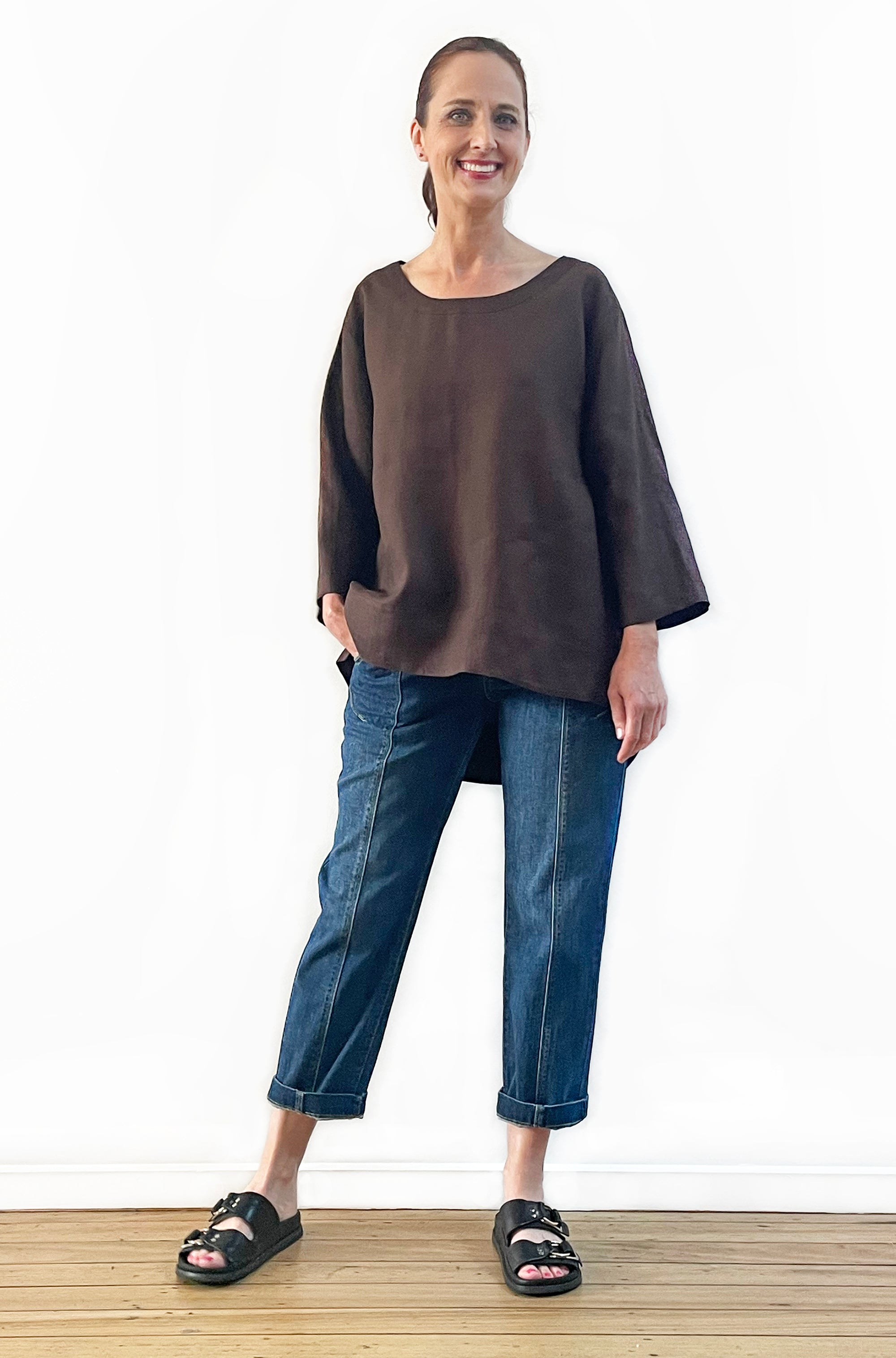 LINEN HI LO TOP CHOCOLATE