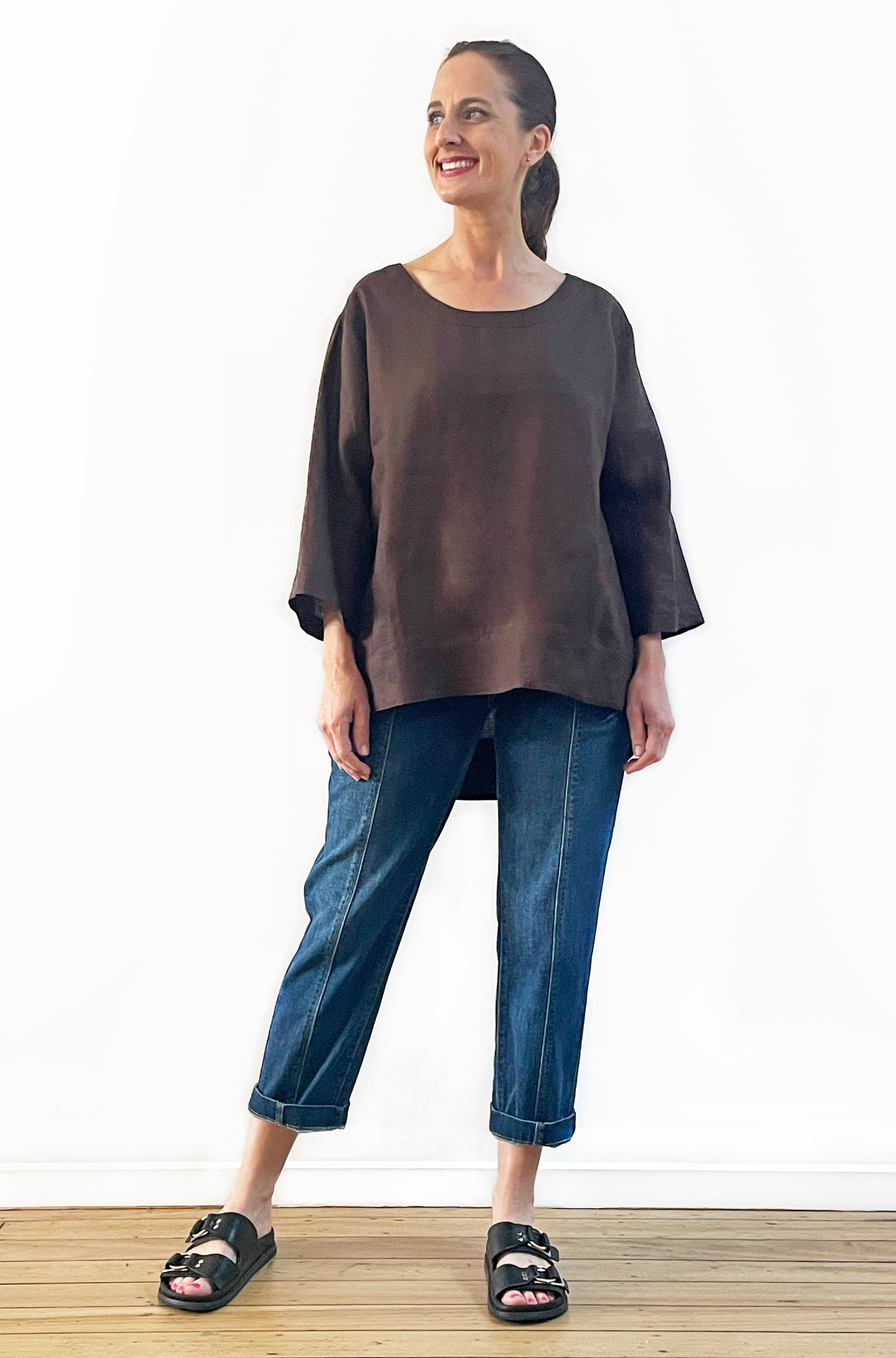 LINEN HI LO TOP CHOCOLATE