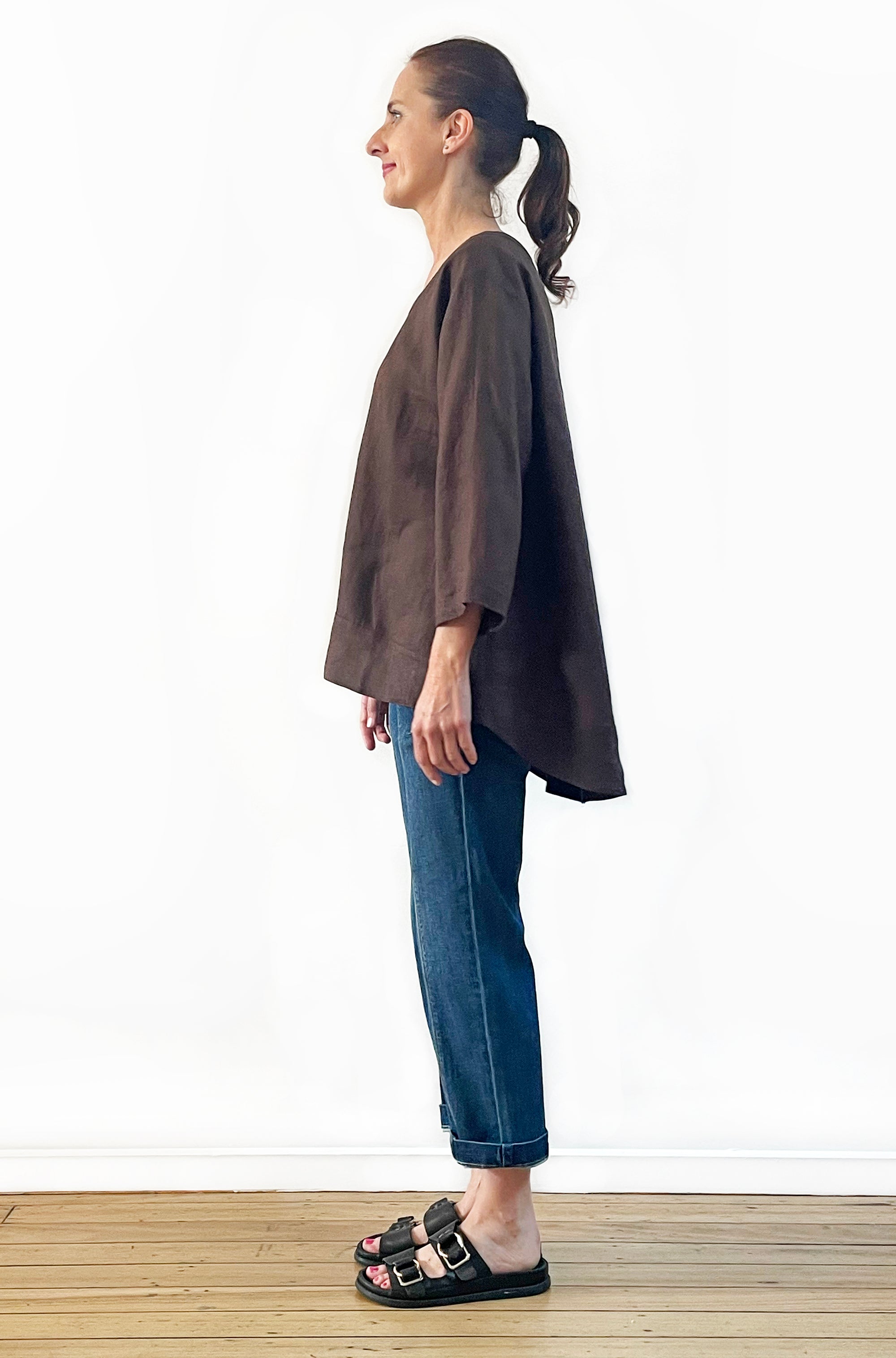 LINEN HI LO TOP CHOCOLATE