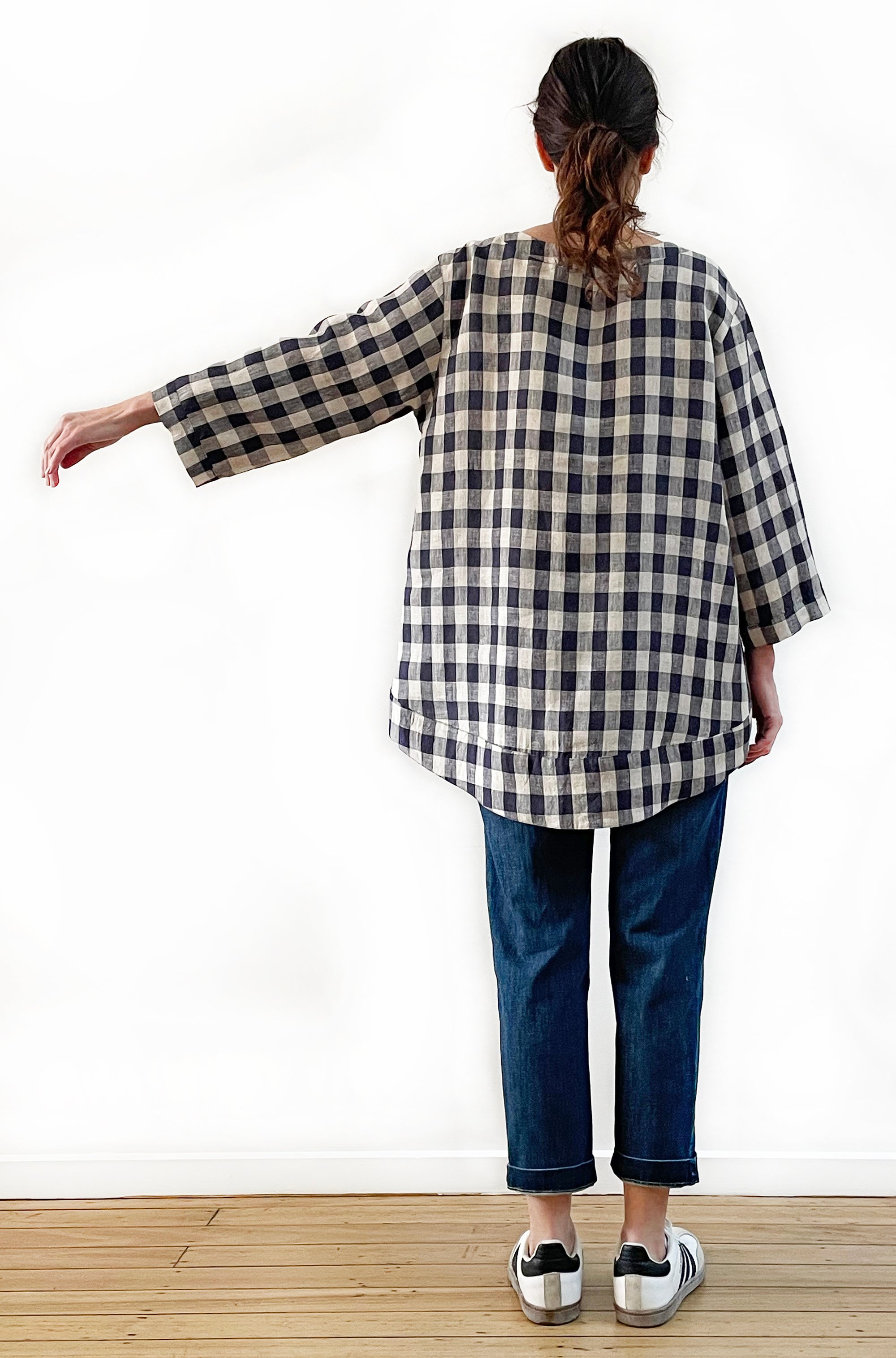 LINEN HI LO TOP GINGHAM