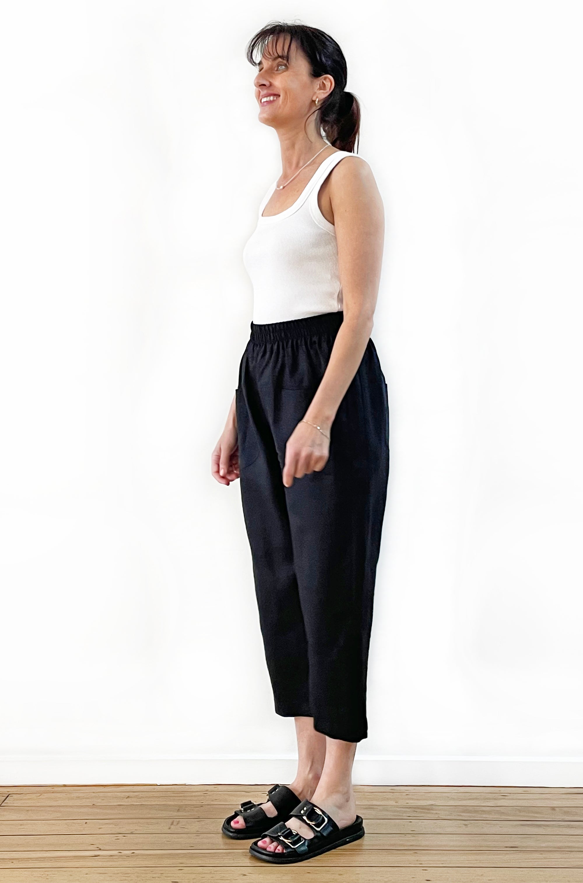 LINEN POCKET PANT BLACK