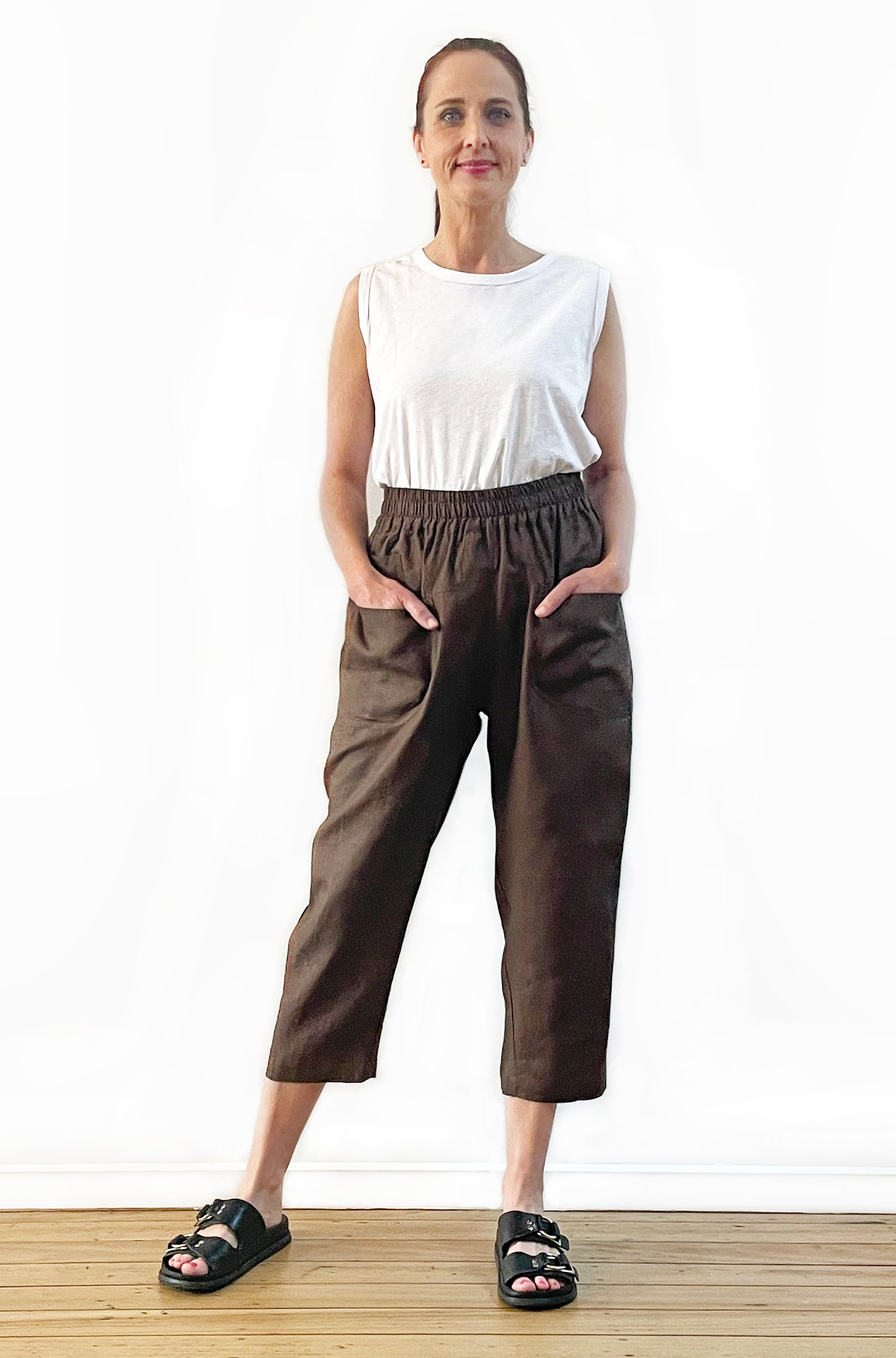 LINEN POCKET PANT CHOCOLATE