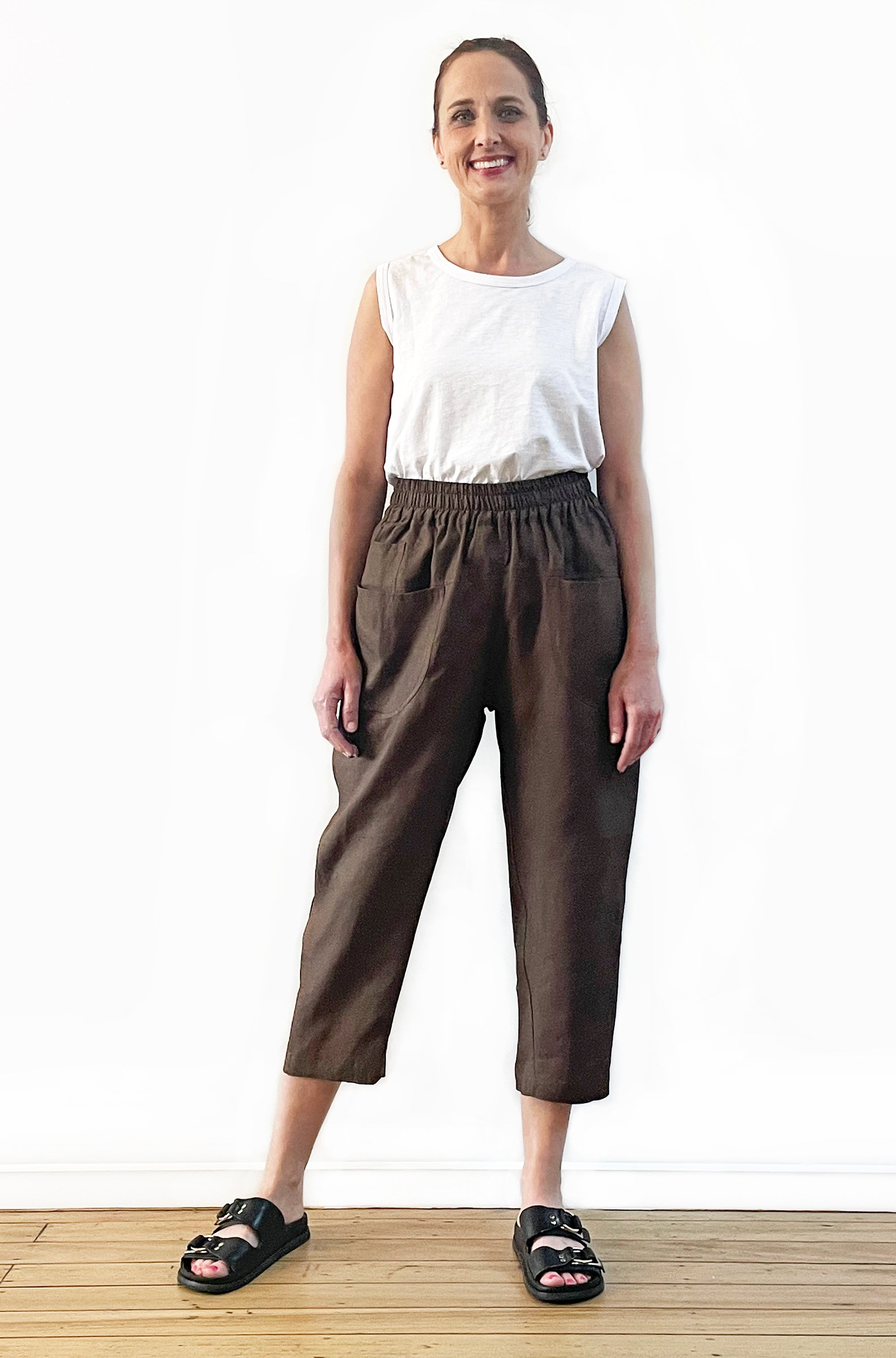 LINEN POCKET PANT CHOCOLATE