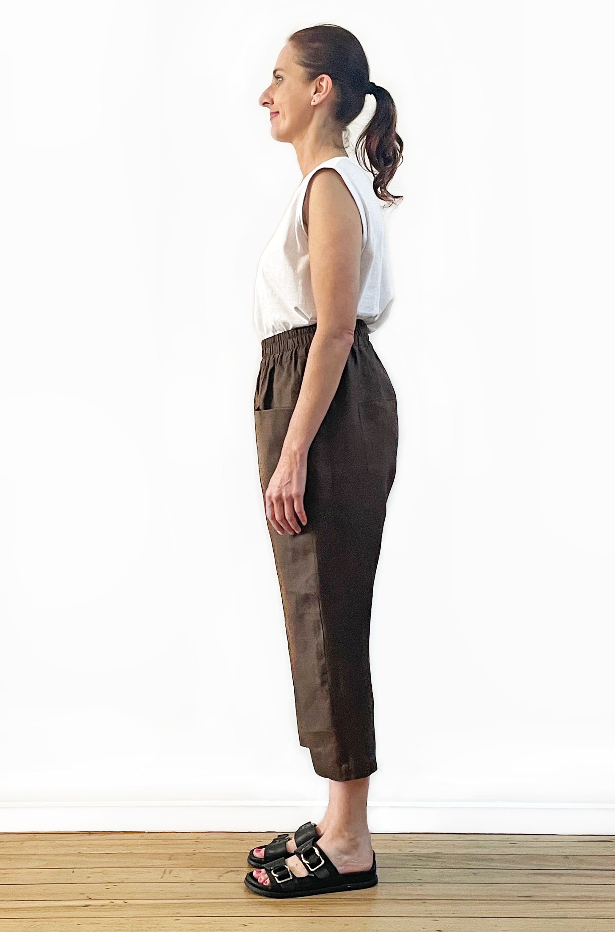 LINEN POCKET PANT CHOCOLATE