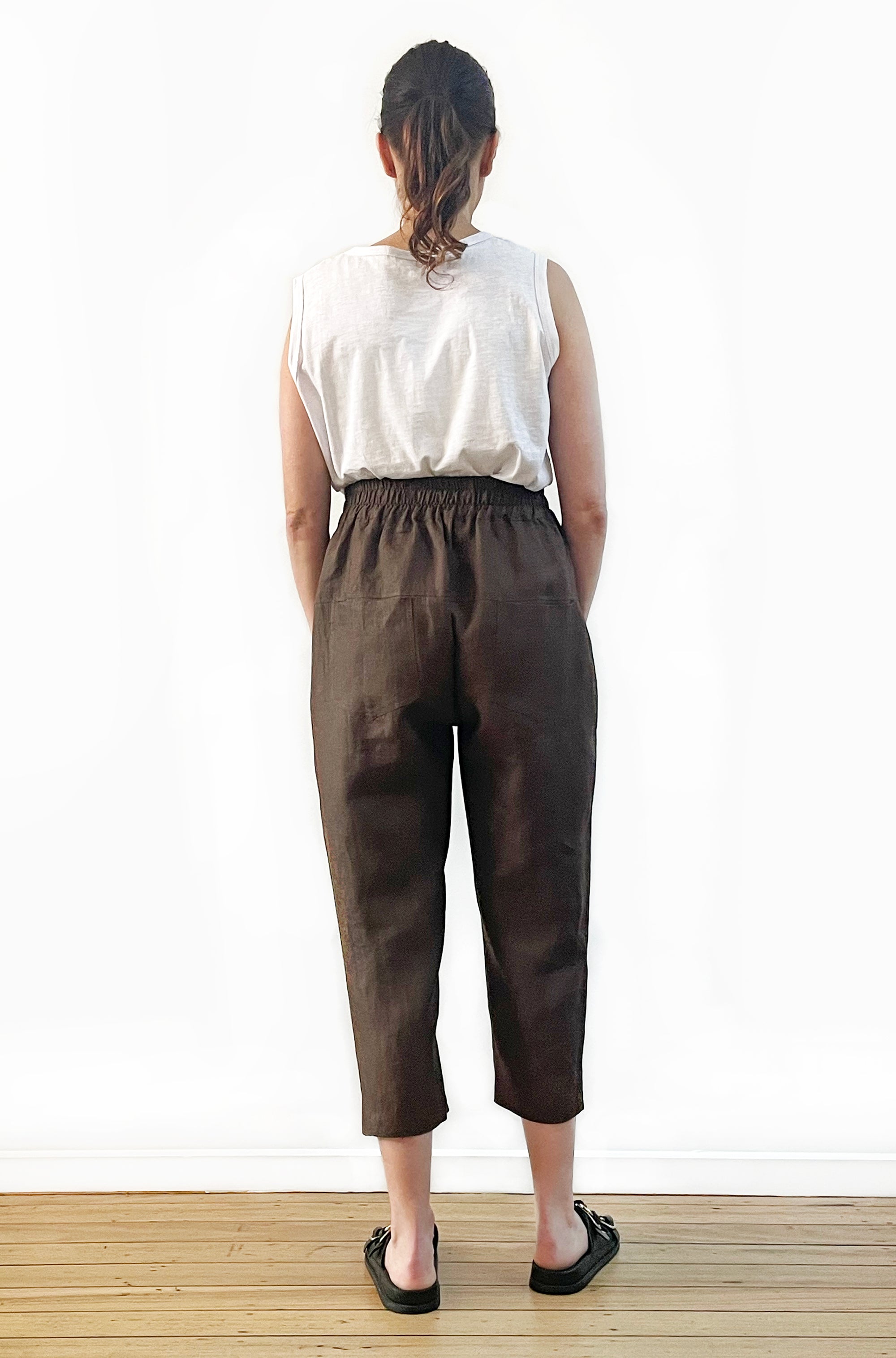 LINEN POCKET PANT CHOCOLATE