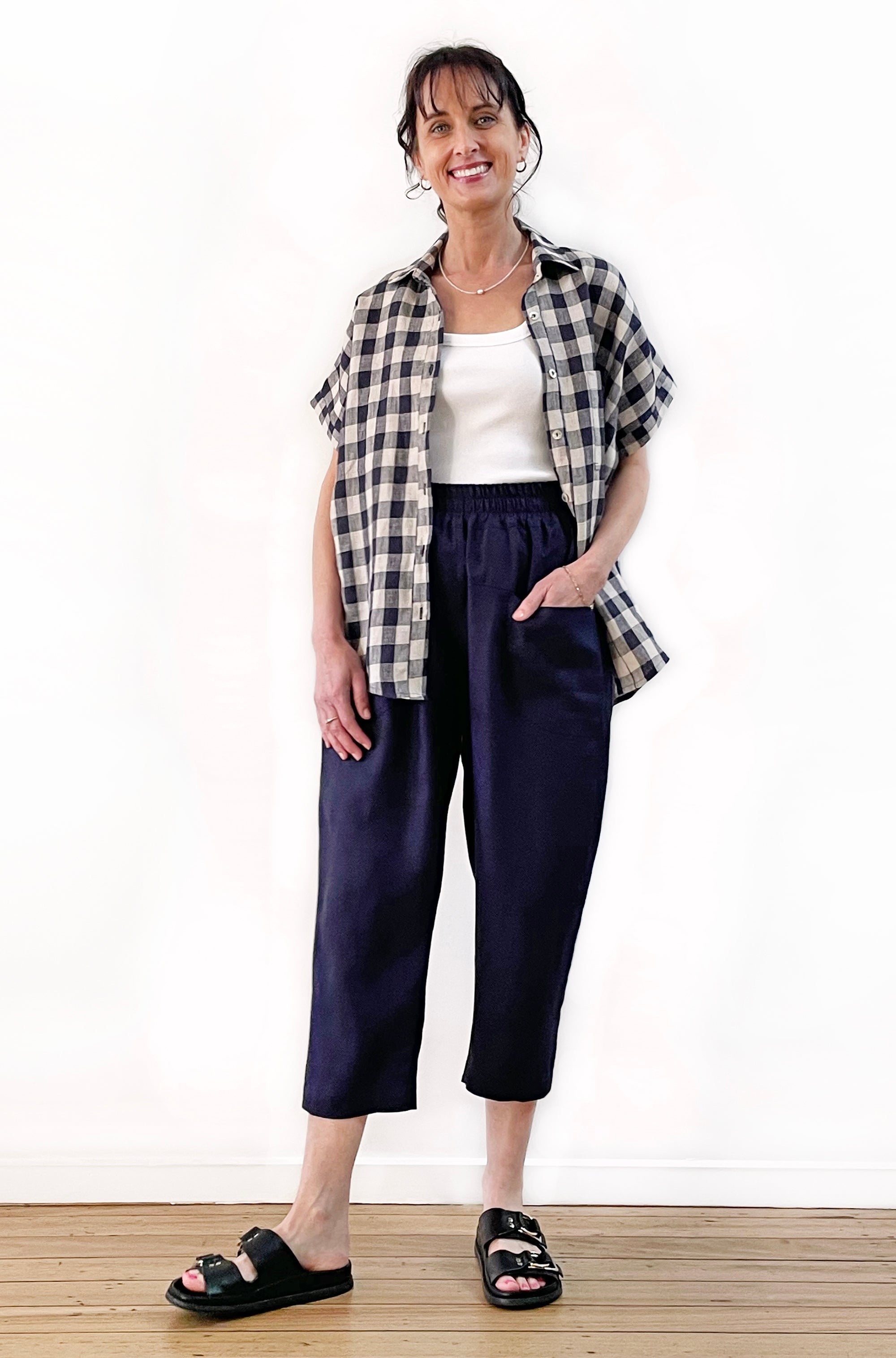 LINEN POCKET PANT NAVY