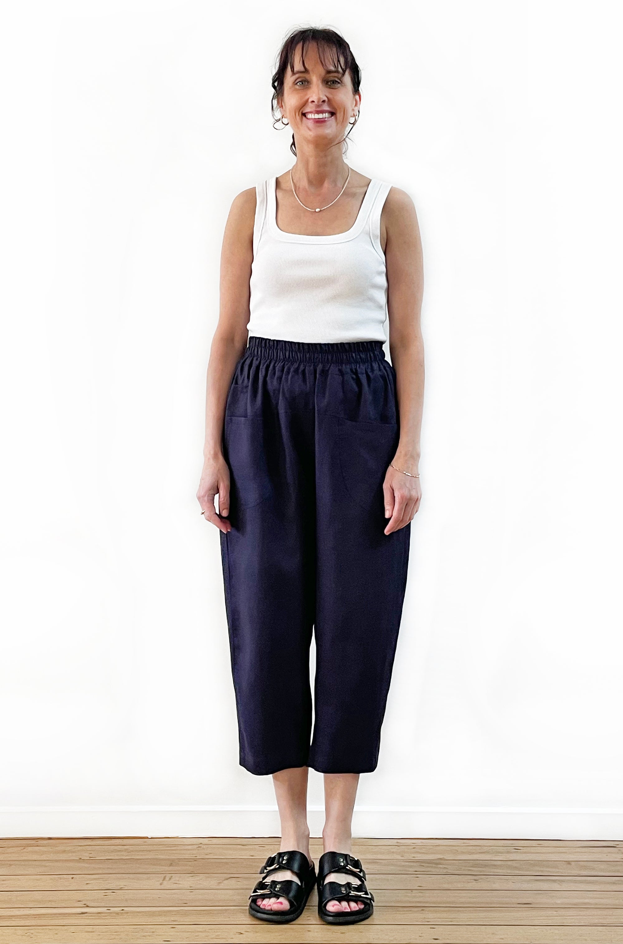 LINEN POCKET PANT NAVY